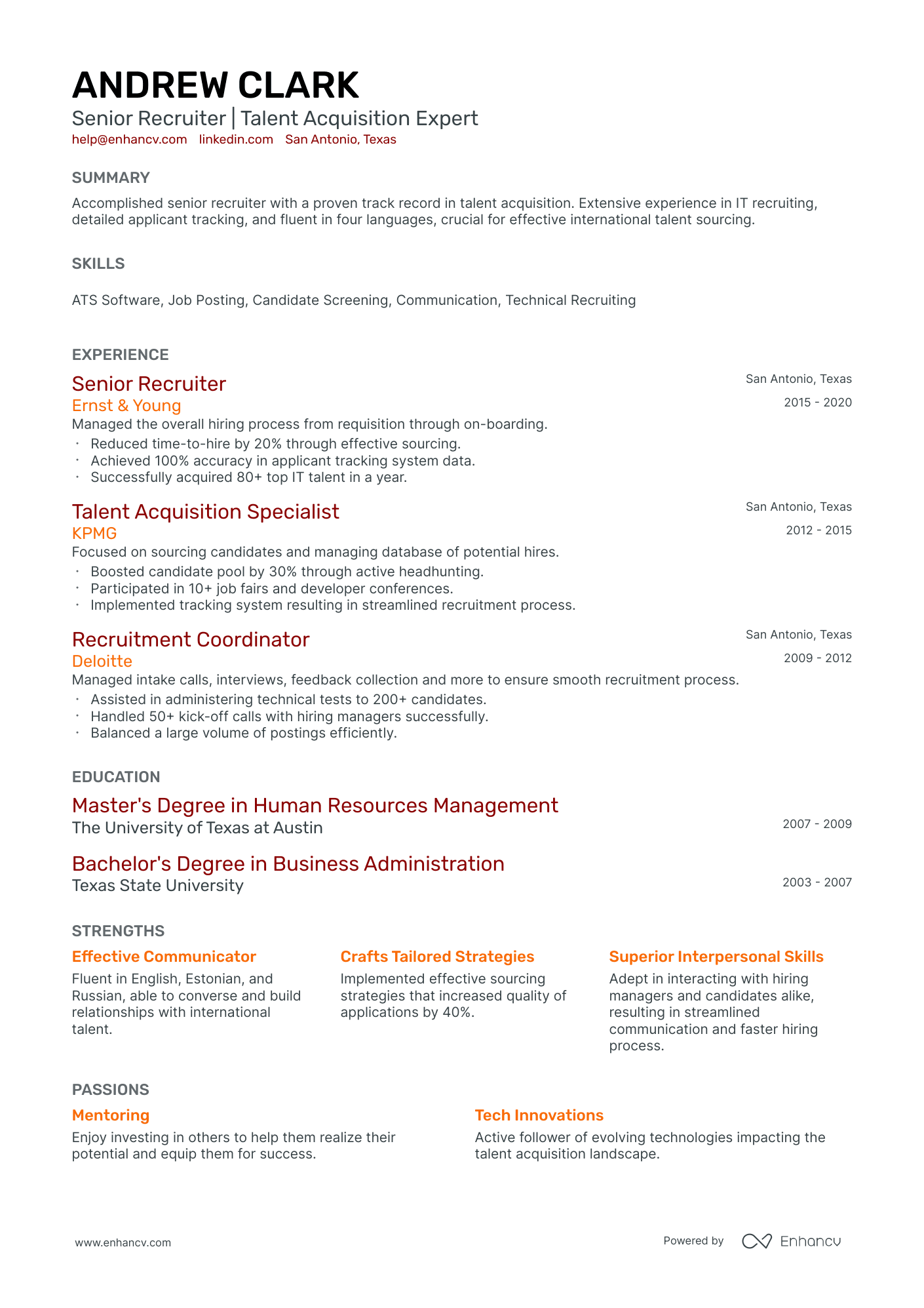 10 Senior Recruiter Resume Examples & Guide for 2026
