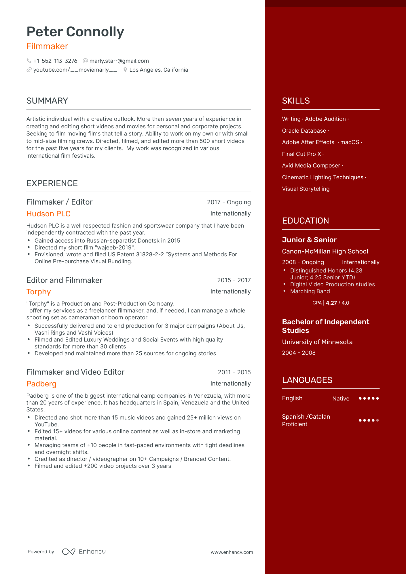 5 Filmmaker Resume Examples & Guide for 2023