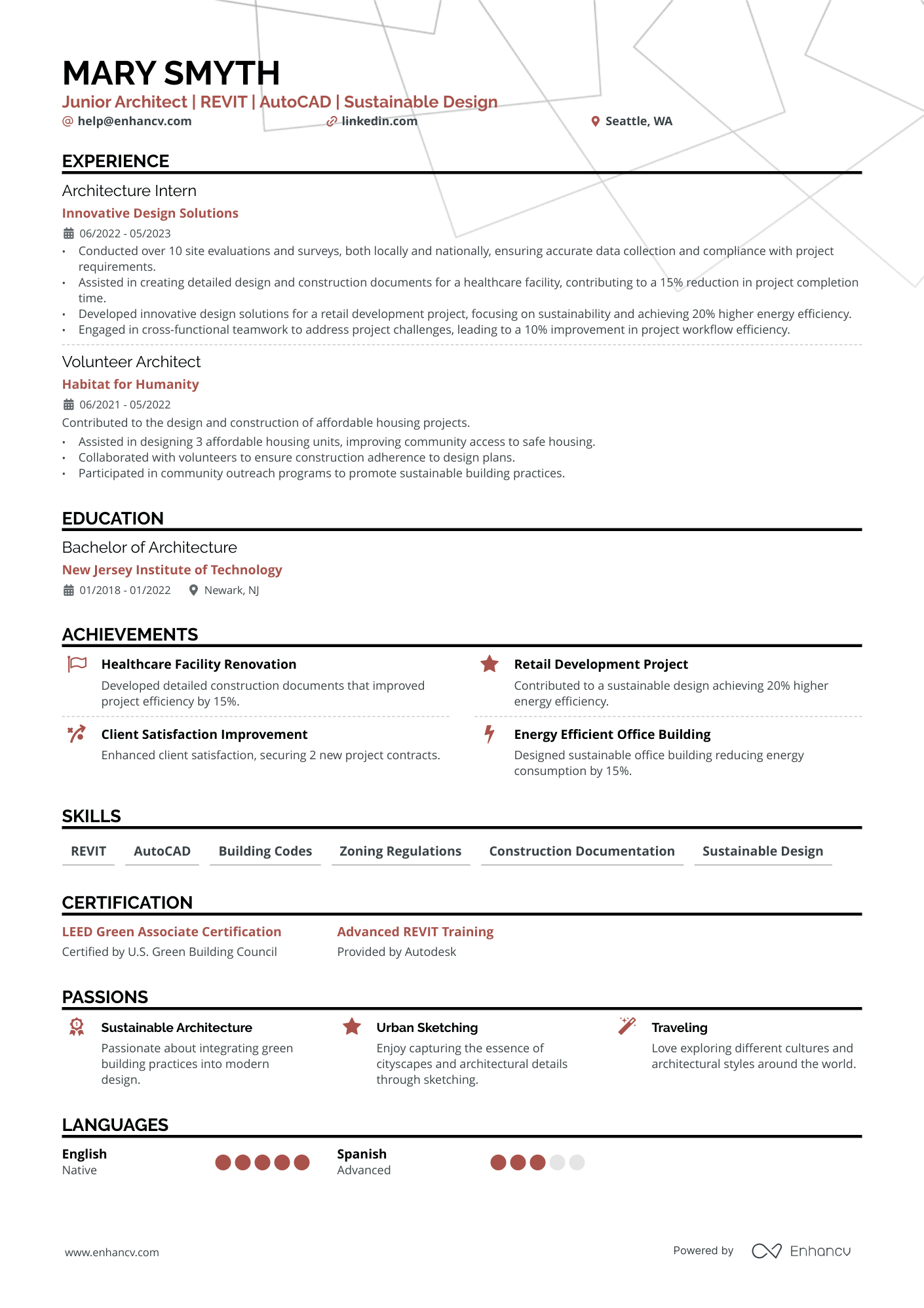 5 Architect Resume Examples & Guide for 2024