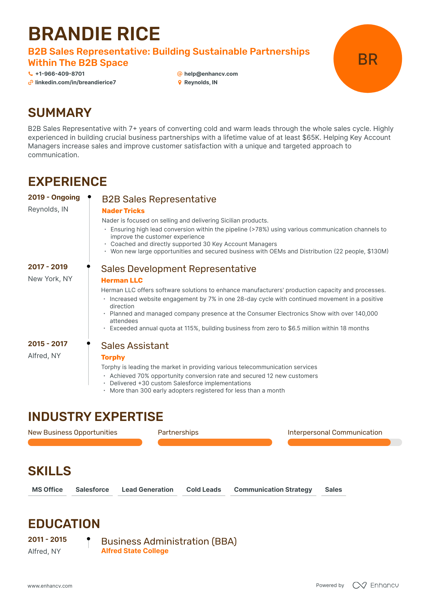 b2b marketing resume examples