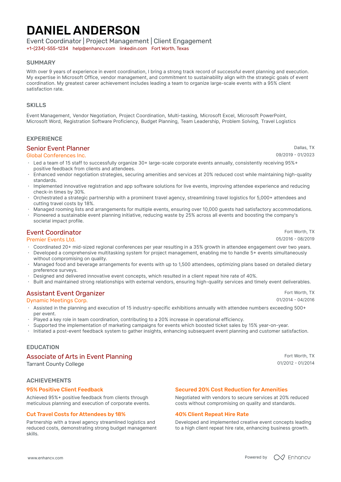 5 Event Coordinator Resume Examples & Guide for 2024