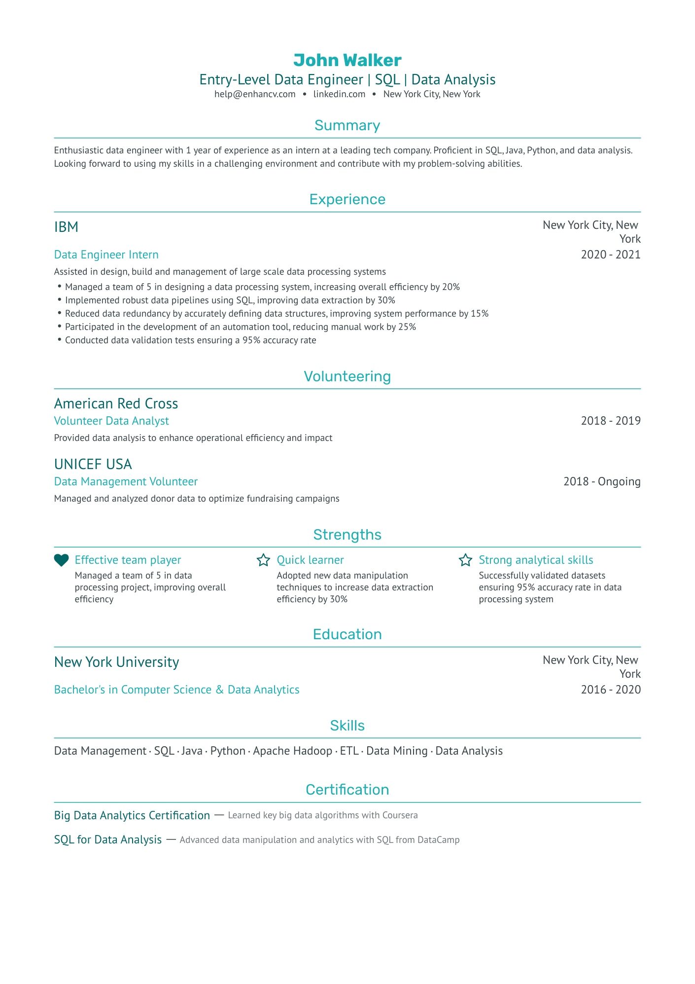 21 Data Engineer Resume Examples & Guide for 2024