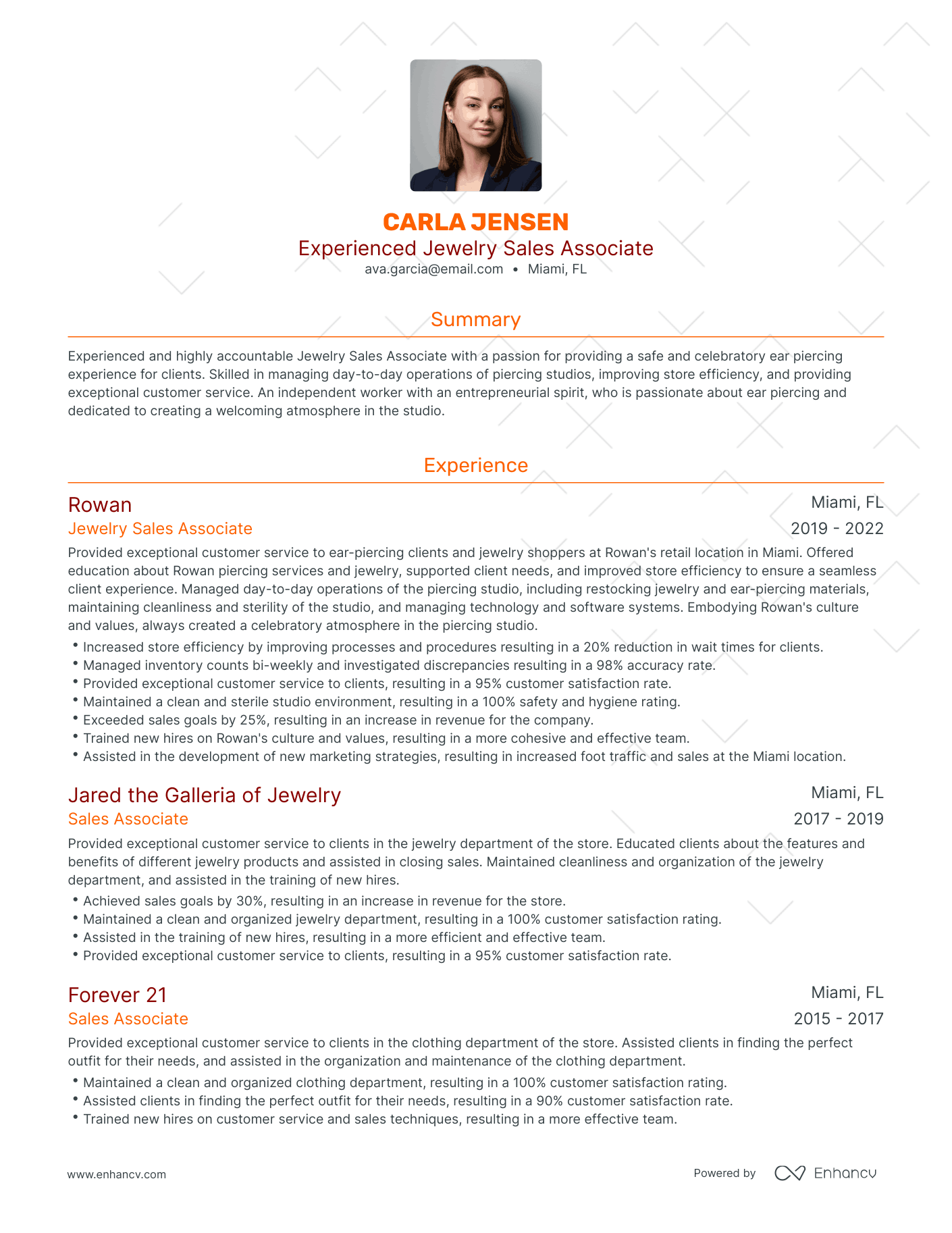 sample resume for jewelry sales manager