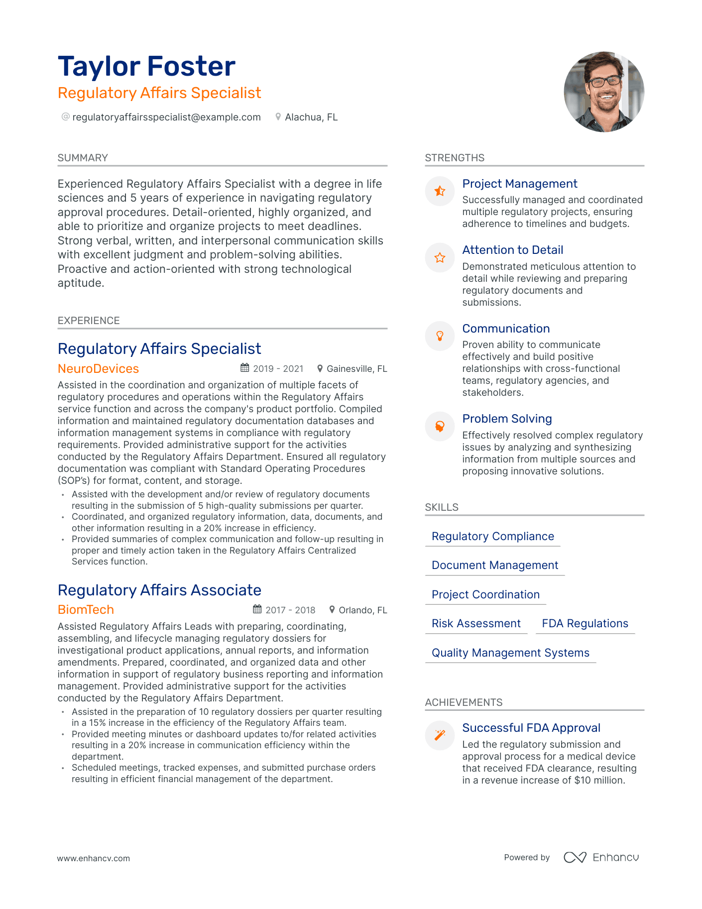 5 Regulatory Affairs Resume Examples & Guide for 2024