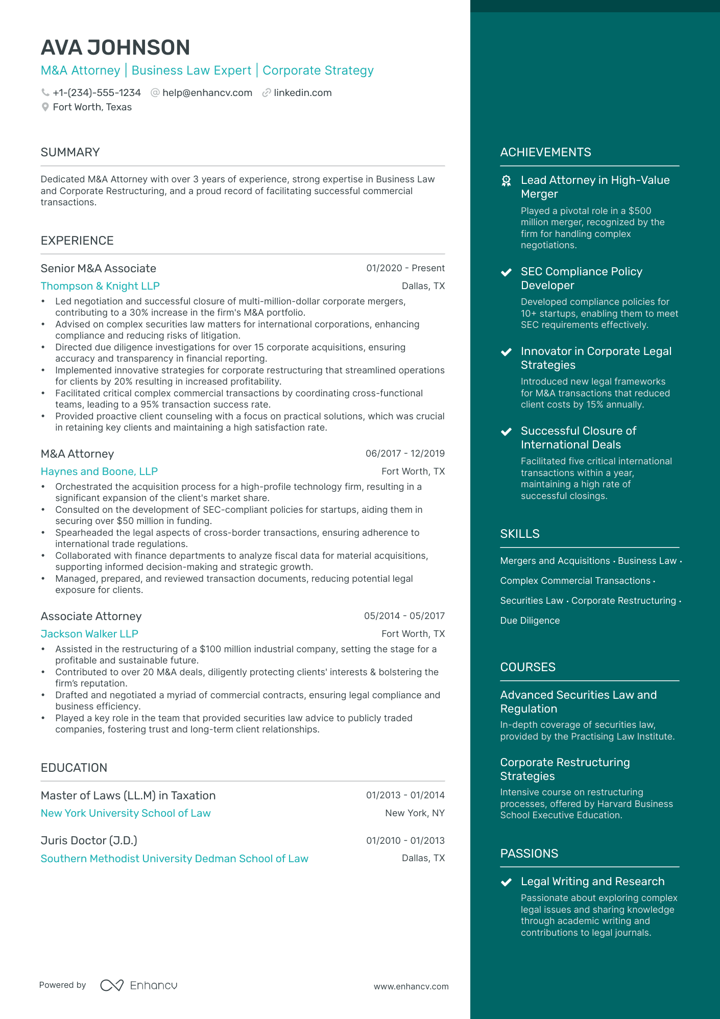 5 M&A Lawyer Resume Examples & Guide for 2024