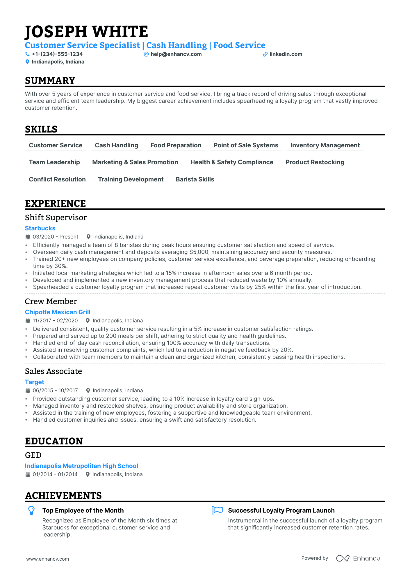 5 Ice Cream Server Resume Examples & Guide For 2024