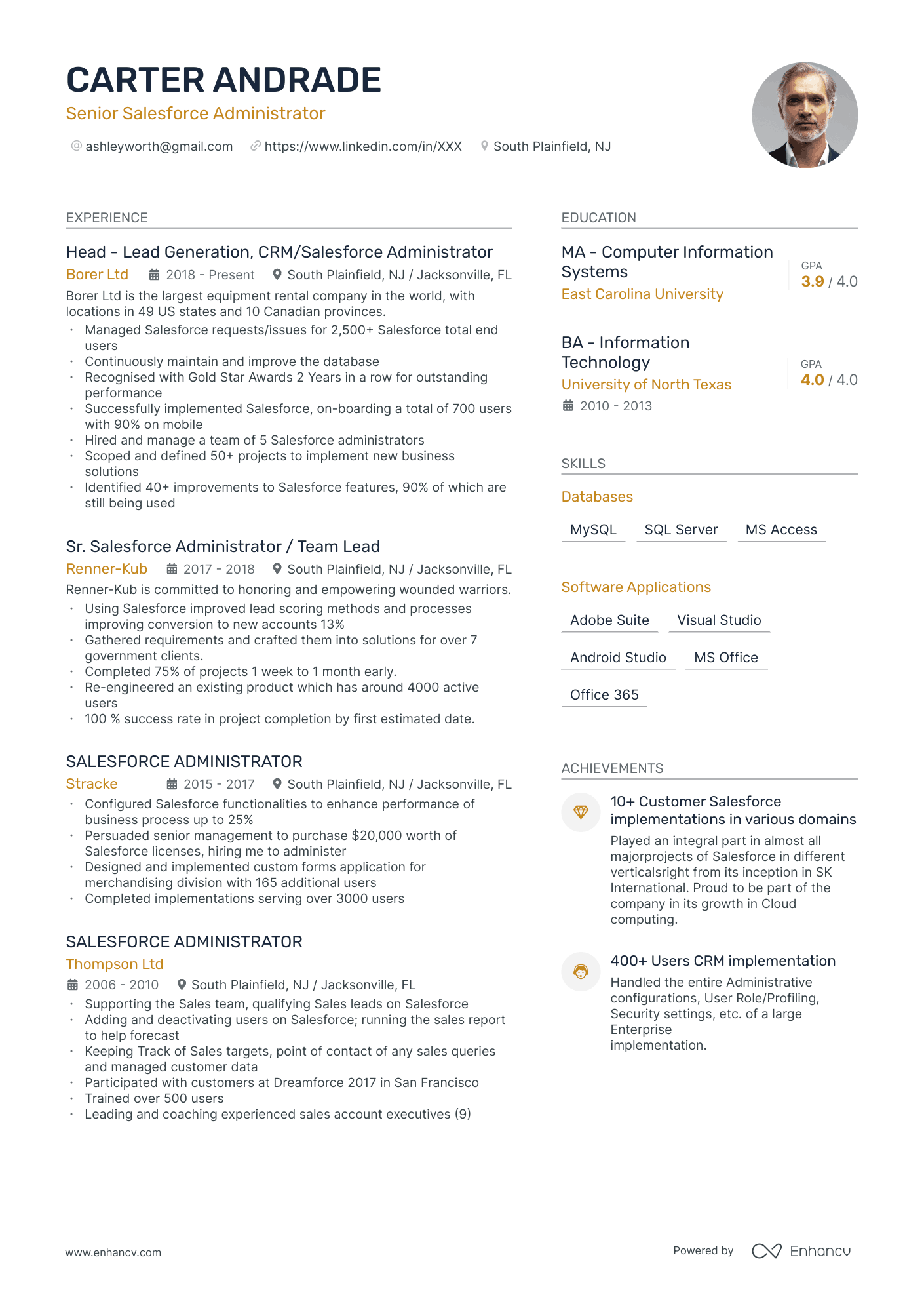 6 Salesforce Resume Examples & Guide for 2024