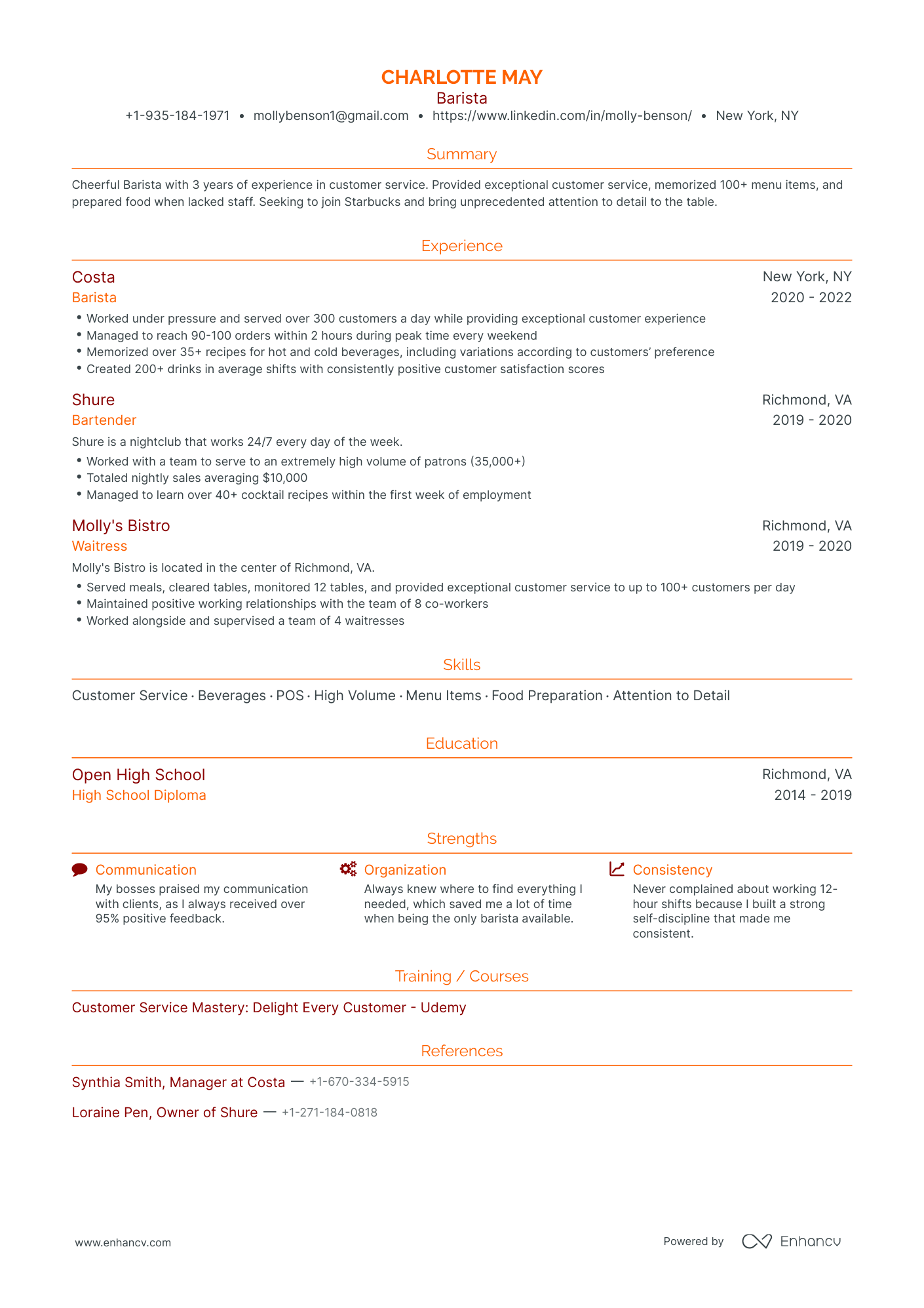 5 Starbucks Resume Examples & Guide for 2023