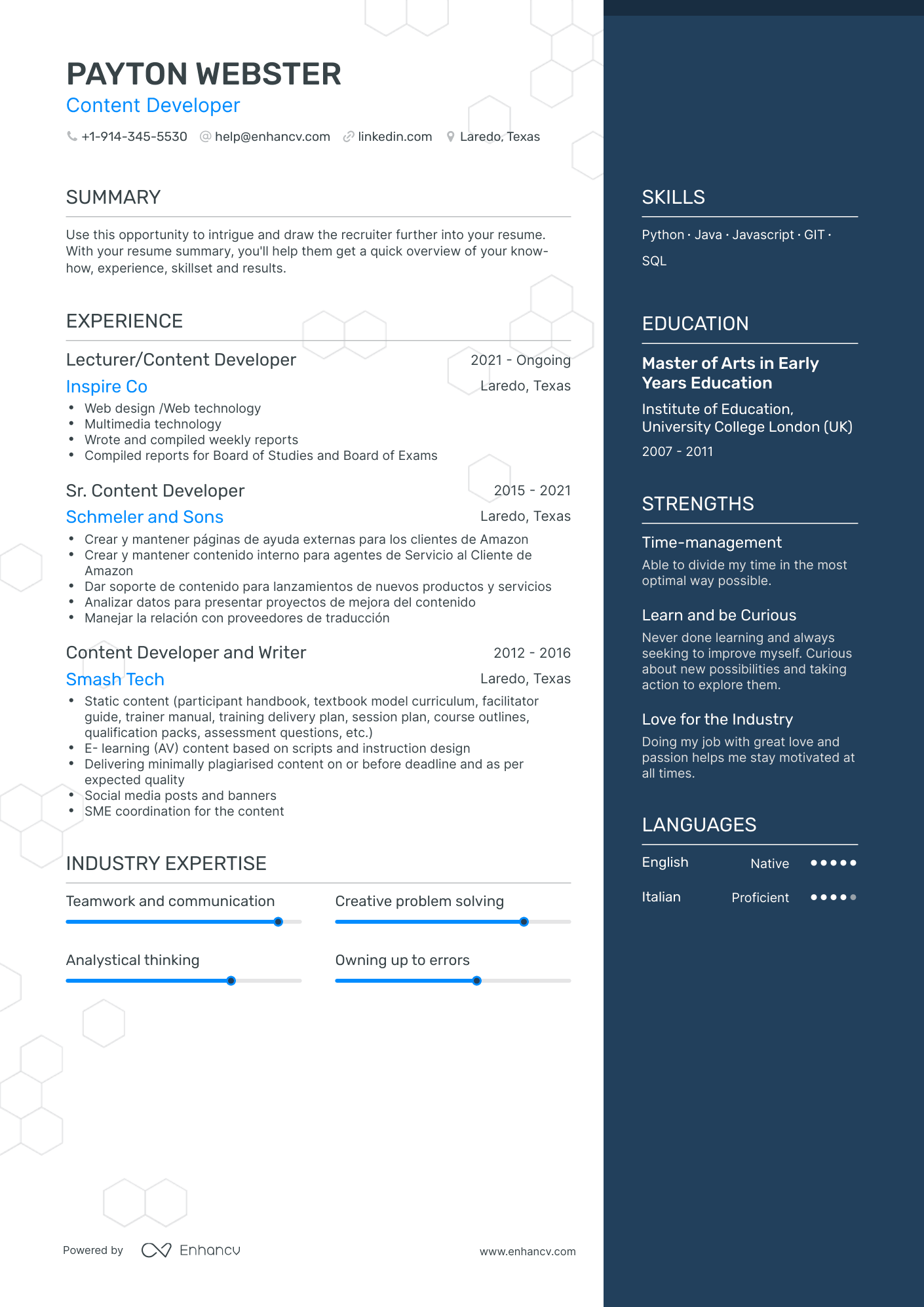 Content Developer Resume Examples & Guide for 2023 (Layout, Skills ...