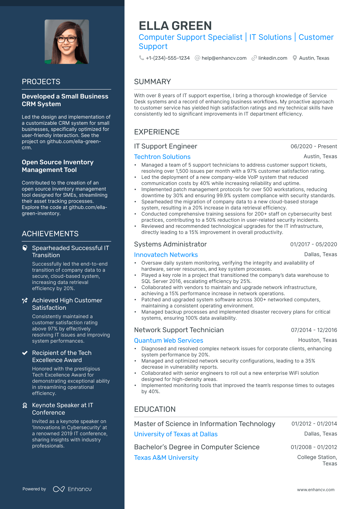 5 Computer Support Specialist Resume Examples & Guide for 2024