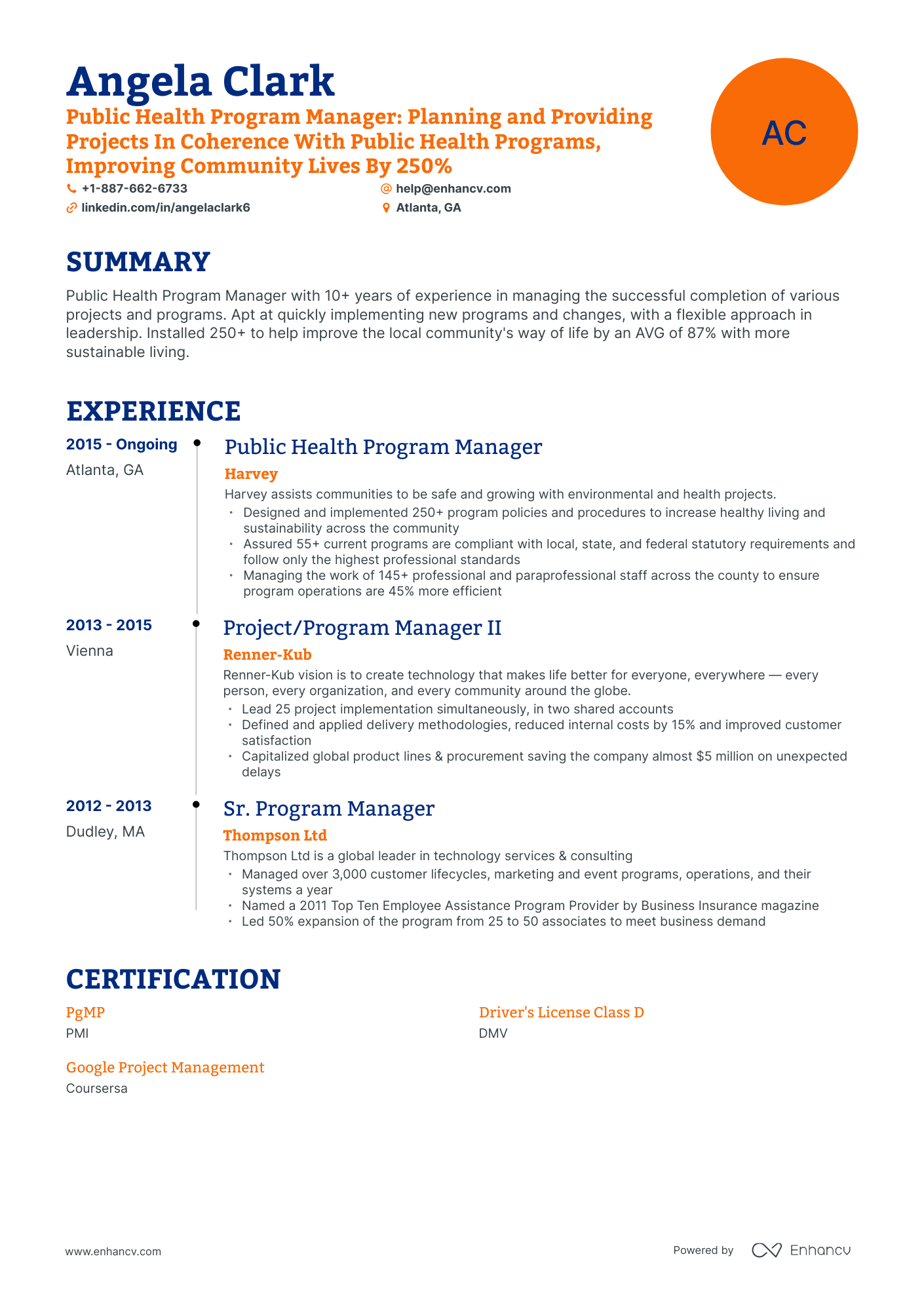 5 Public Health Program Manager Resume Examples & Guide for 2024