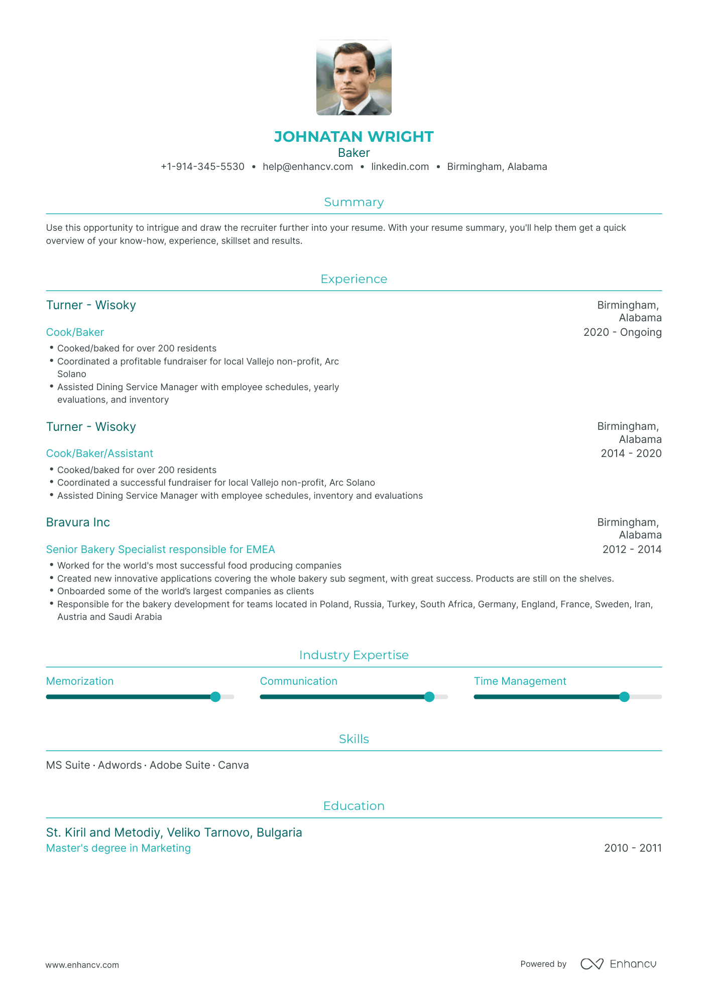 Baker Resume Examples & Guide for 2023 (Layout, Skills, Keywords & Job ...