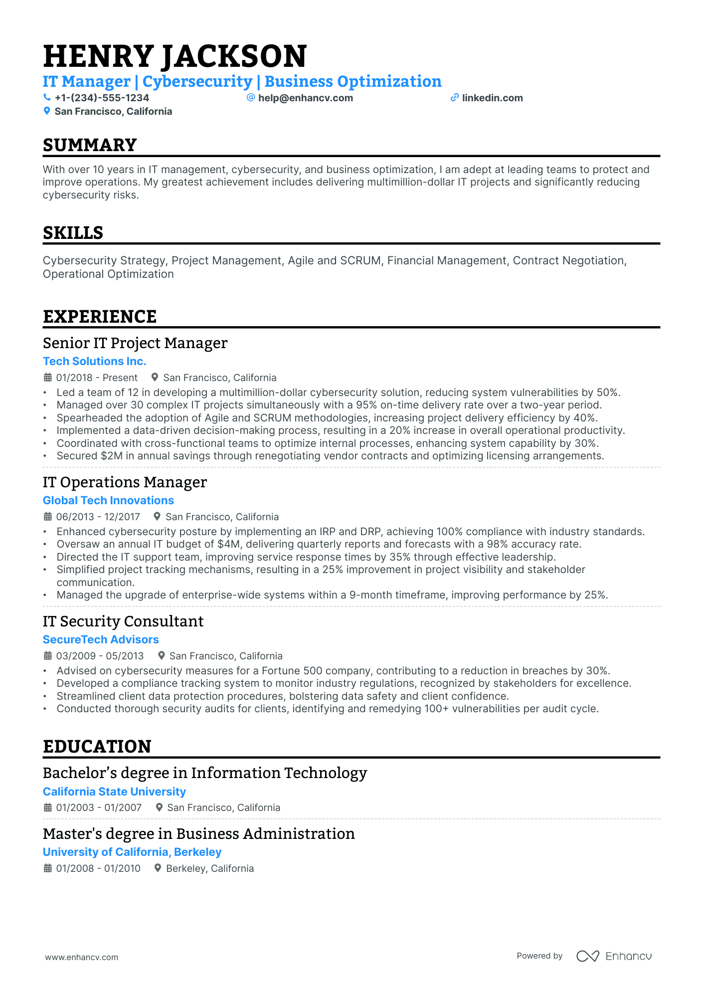 10 Technology Manager Resume Examples & Guide for 2025