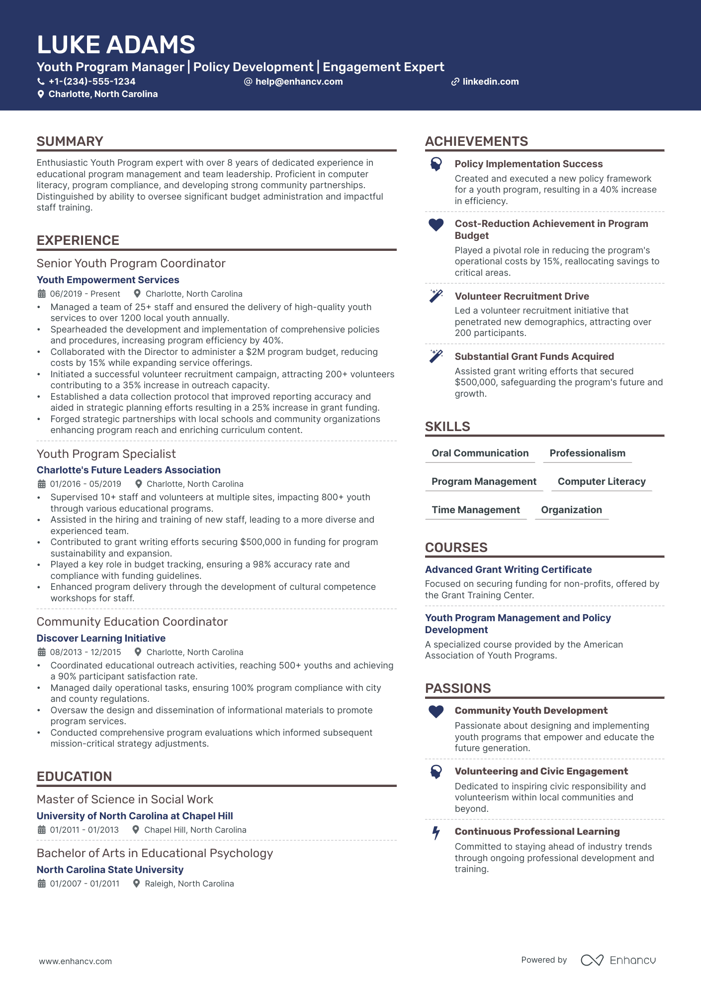 5 Youth Program Manager Resume Examples & Guide for 2024