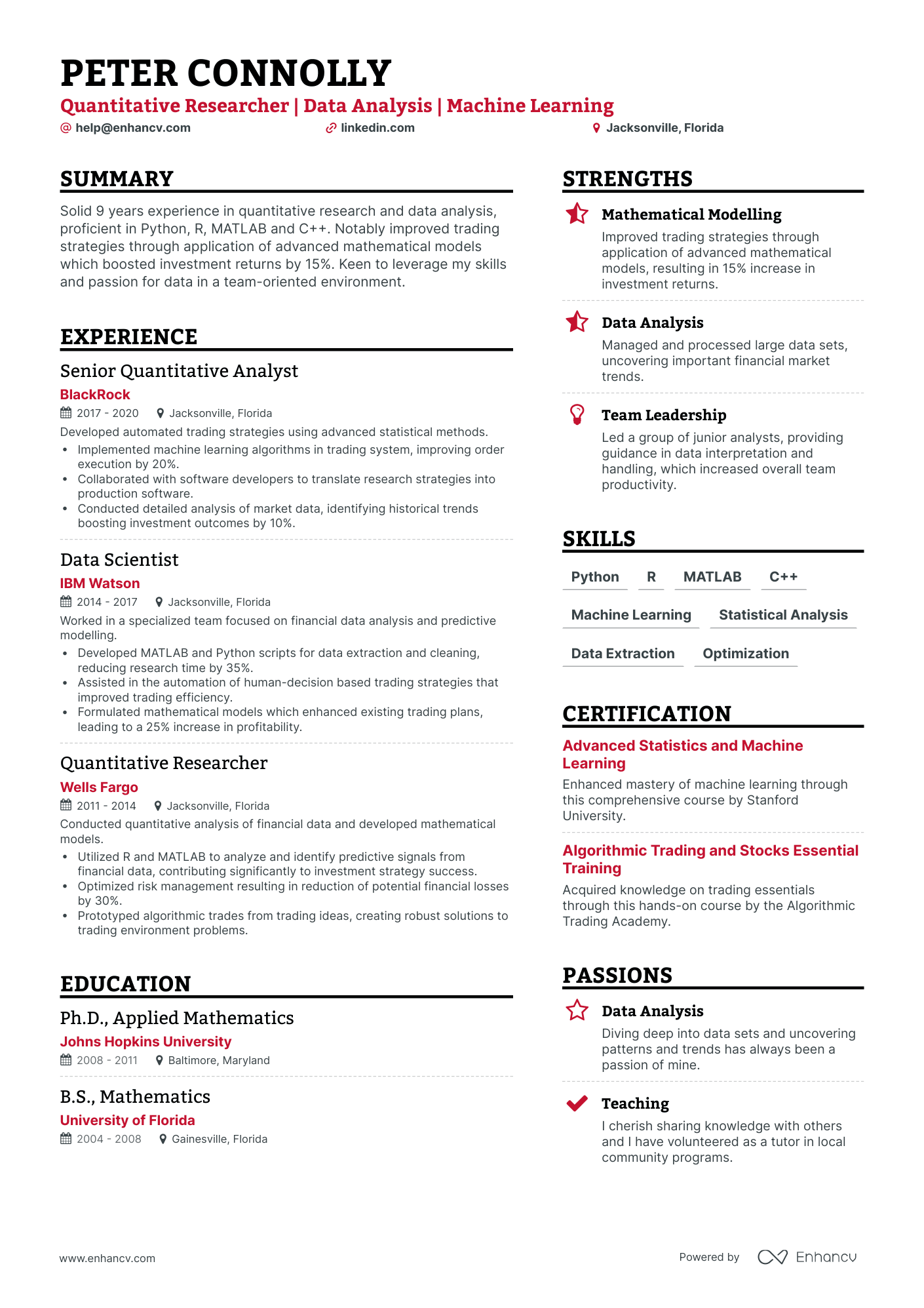5 Quantitative Researcher Resume Examples & Guide for 2023