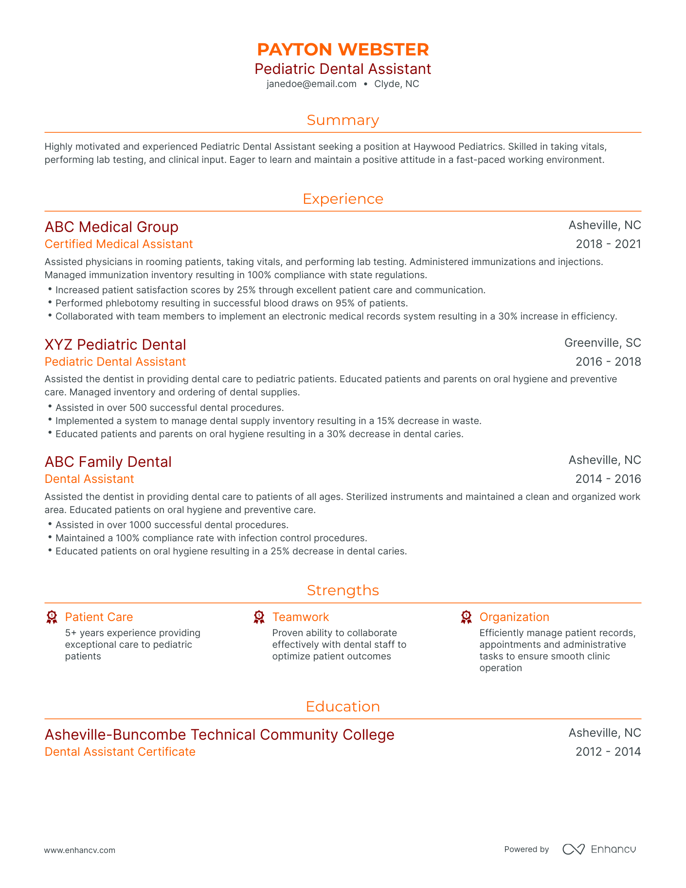 5 Pediatric Dental Assistant Resume Examples & Guide for 2024