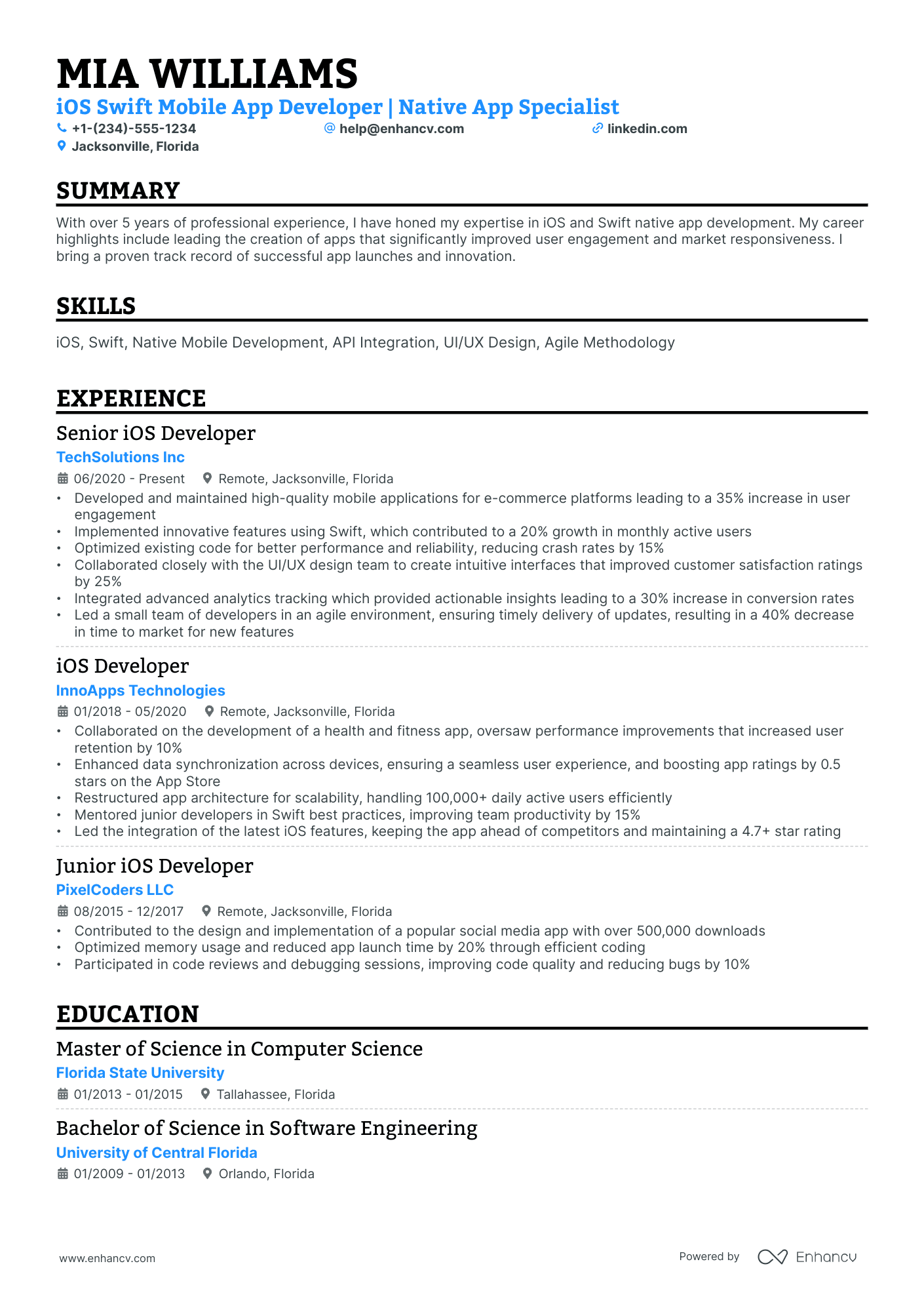 10 Mobile Application Developer Resume Examples & Guide for 2026