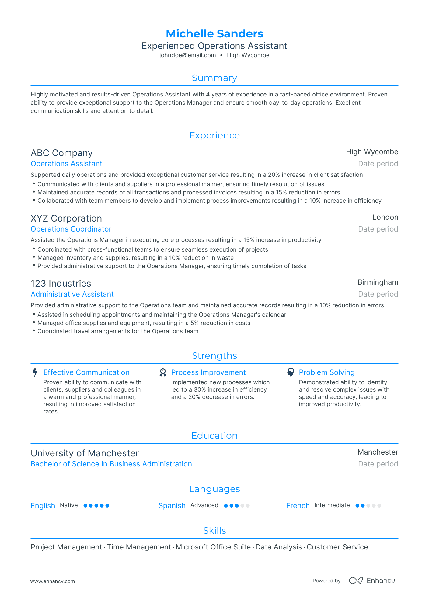 Assistant Operational Manager 5 Assistant Operations Manager Resume Examples & Guide for 2024
