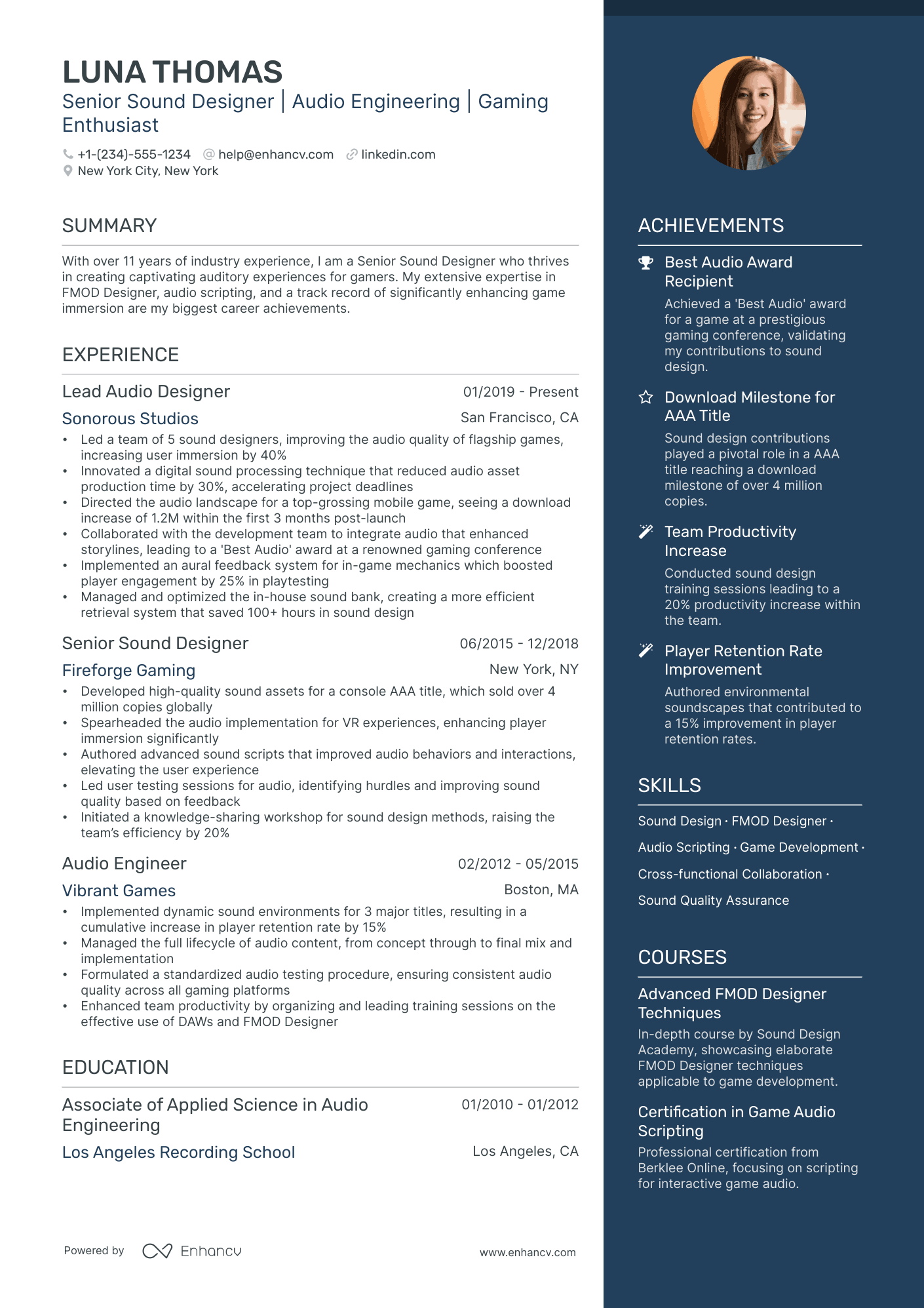 5 Sound Designer Resume Examples & Guide for 2024