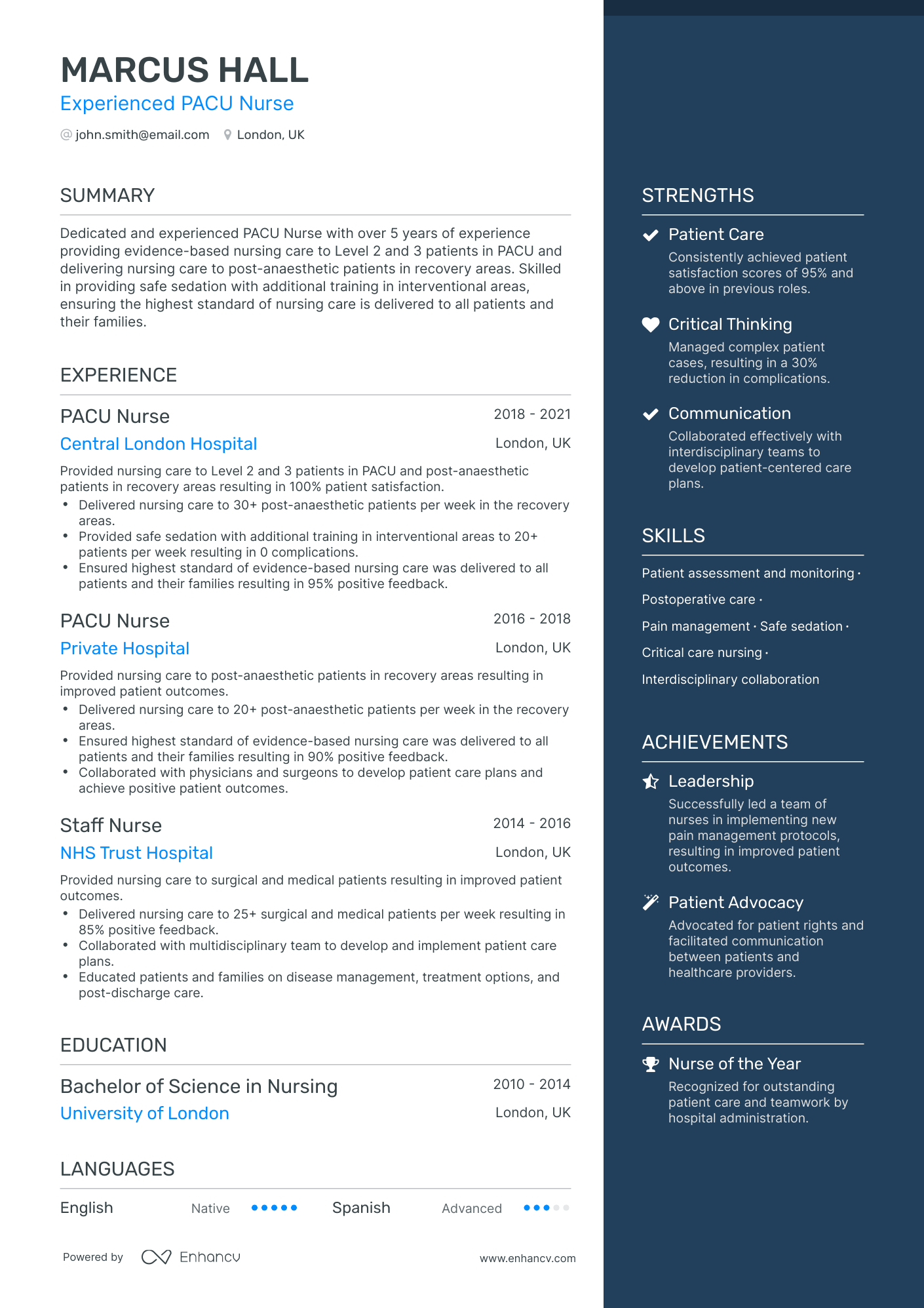 5 Pacu Nurse Resume Examples & Guide for 2023