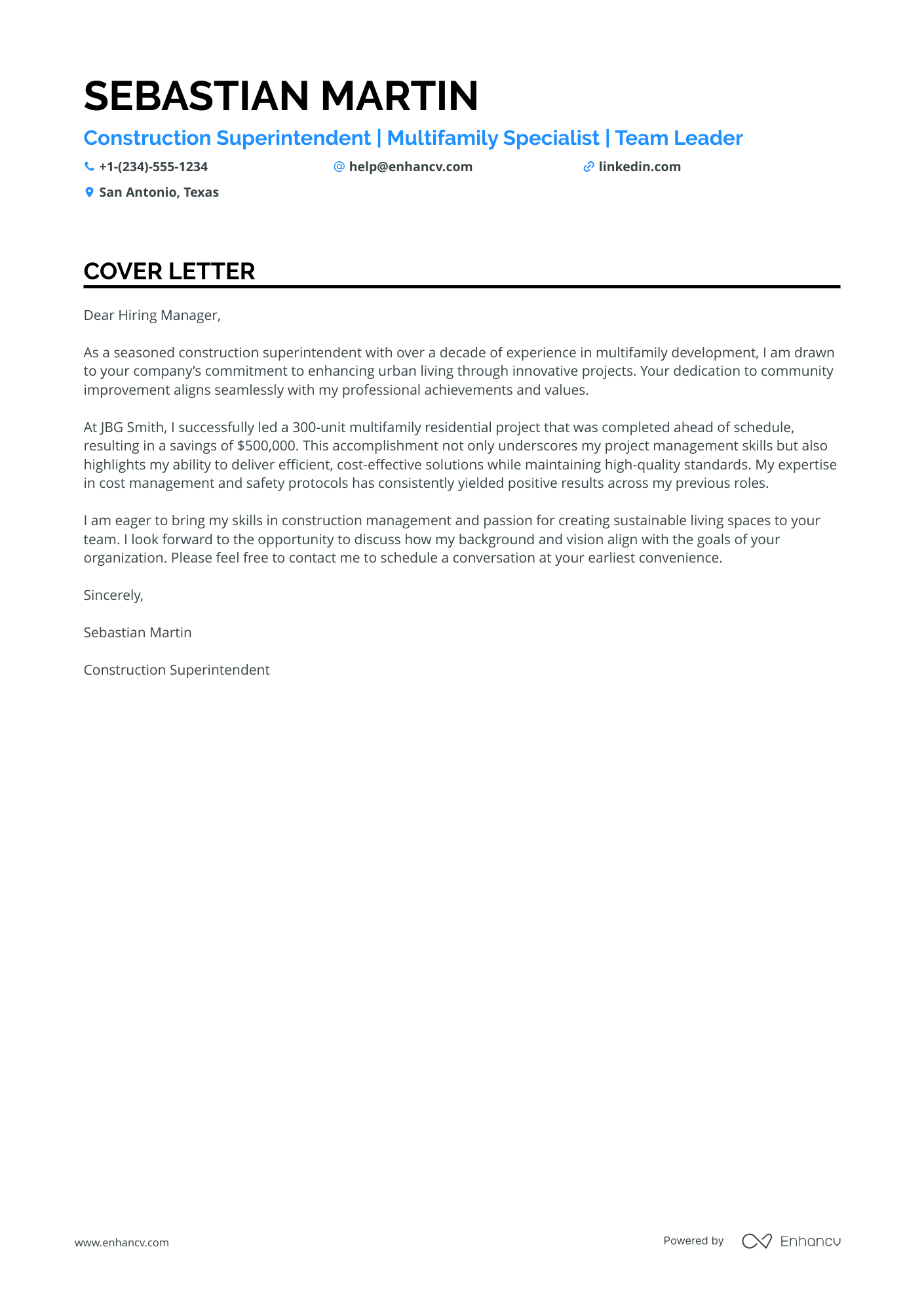 6 Professional Construction Superintendent Cover Letter Examples and ...