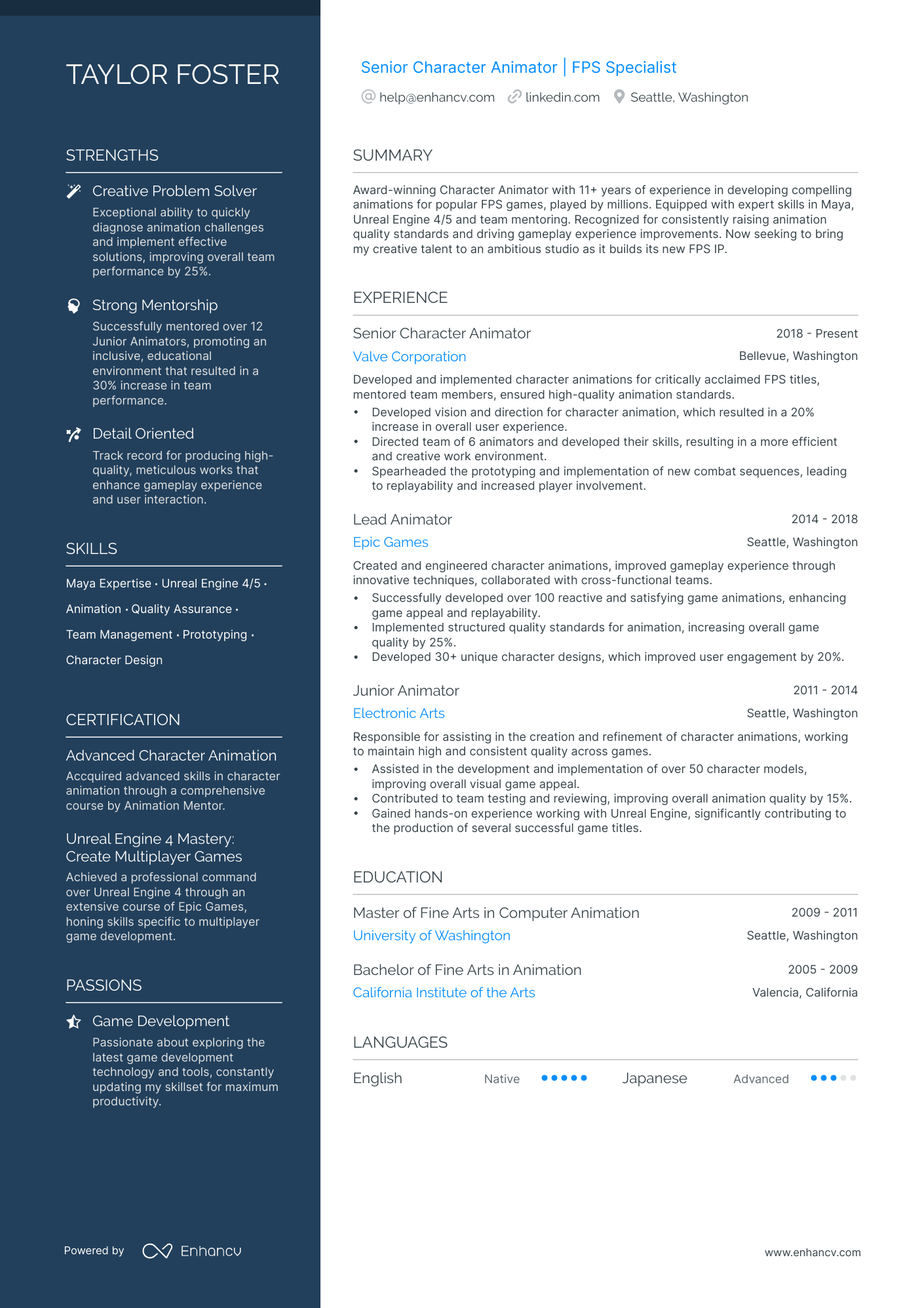 5 Character Animator Resume Examples & Guide for 2024