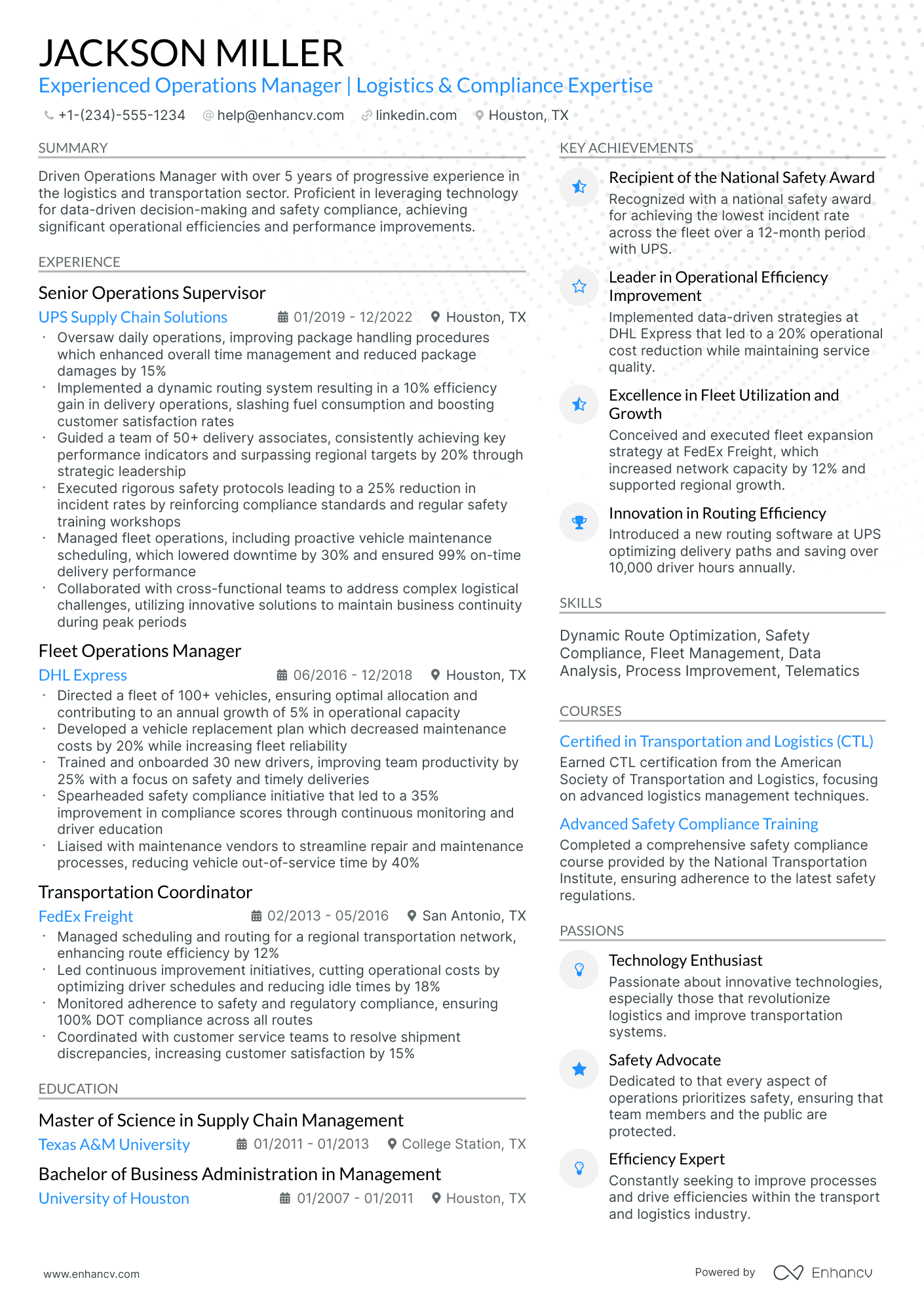 10 FedEx Operations Manager Resume Examples & Guide for 2026