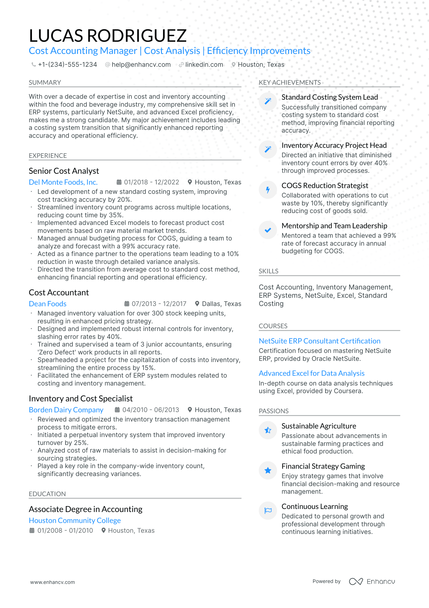 10 Cost Accounting Resume Examples & Guide for 2026