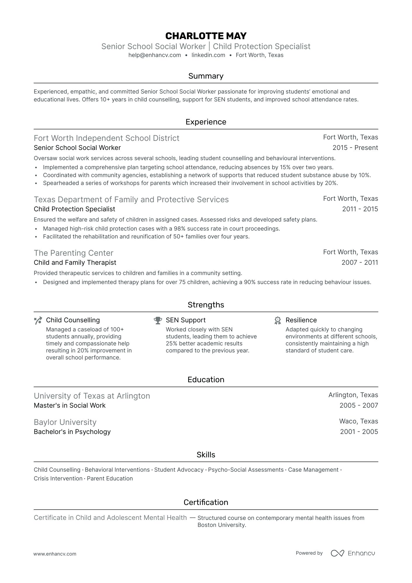 5 School Social Worker Resume Examples & Guide for 2024