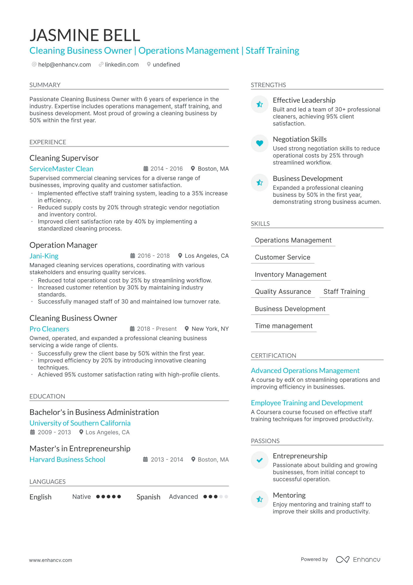 5 Cleaning Business Owner Resume - AHR0cHM6Ly9jZG4uZW5oYW5jdi5jb20vcHJlZGVmaW5lZC1leGFtcGxlcy9KNlI2MUlJeXIxdWZGYjU5Sjc3eVN4STFsMlkxUmVrNzFMV25iWG5UL2ltYWdlLnBuZw~~