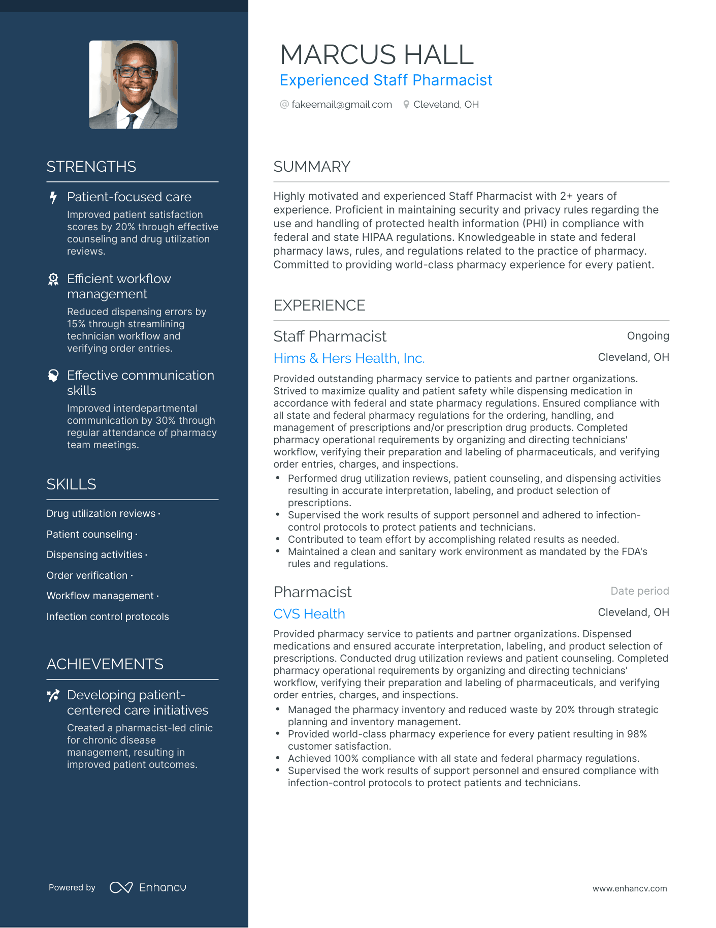 5 Staff Pharmacist Resume Examples & Guide for 2023