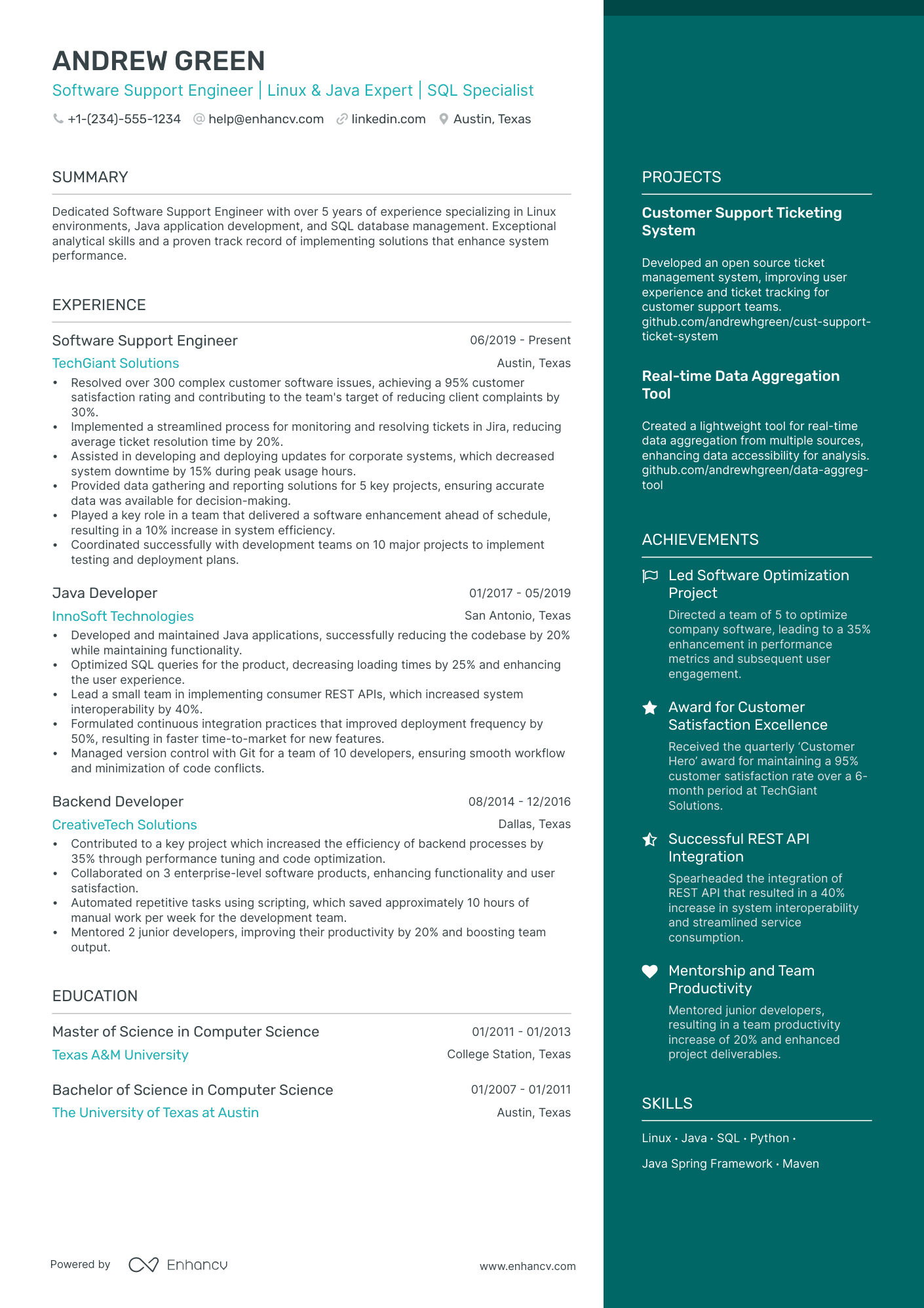 5 Software Support Engineer Resume Examples & Guide for 2024