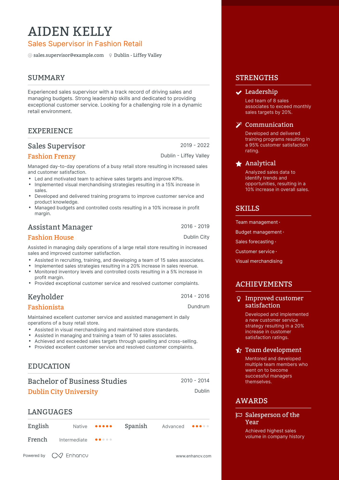 5 Sales Supervisor Resume Examples & Guide for 2024