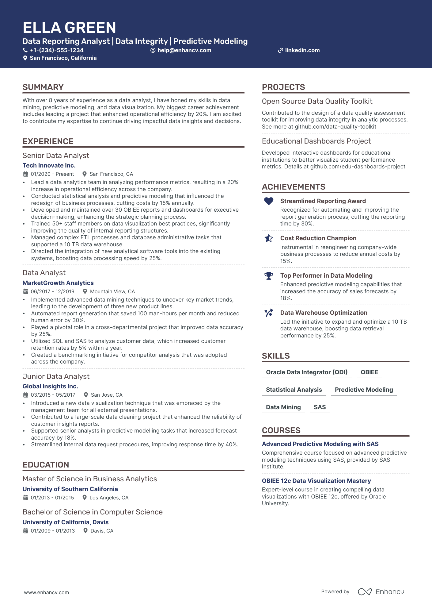 5 Data Reporting Analyst Resume Examples & Guide for 2024