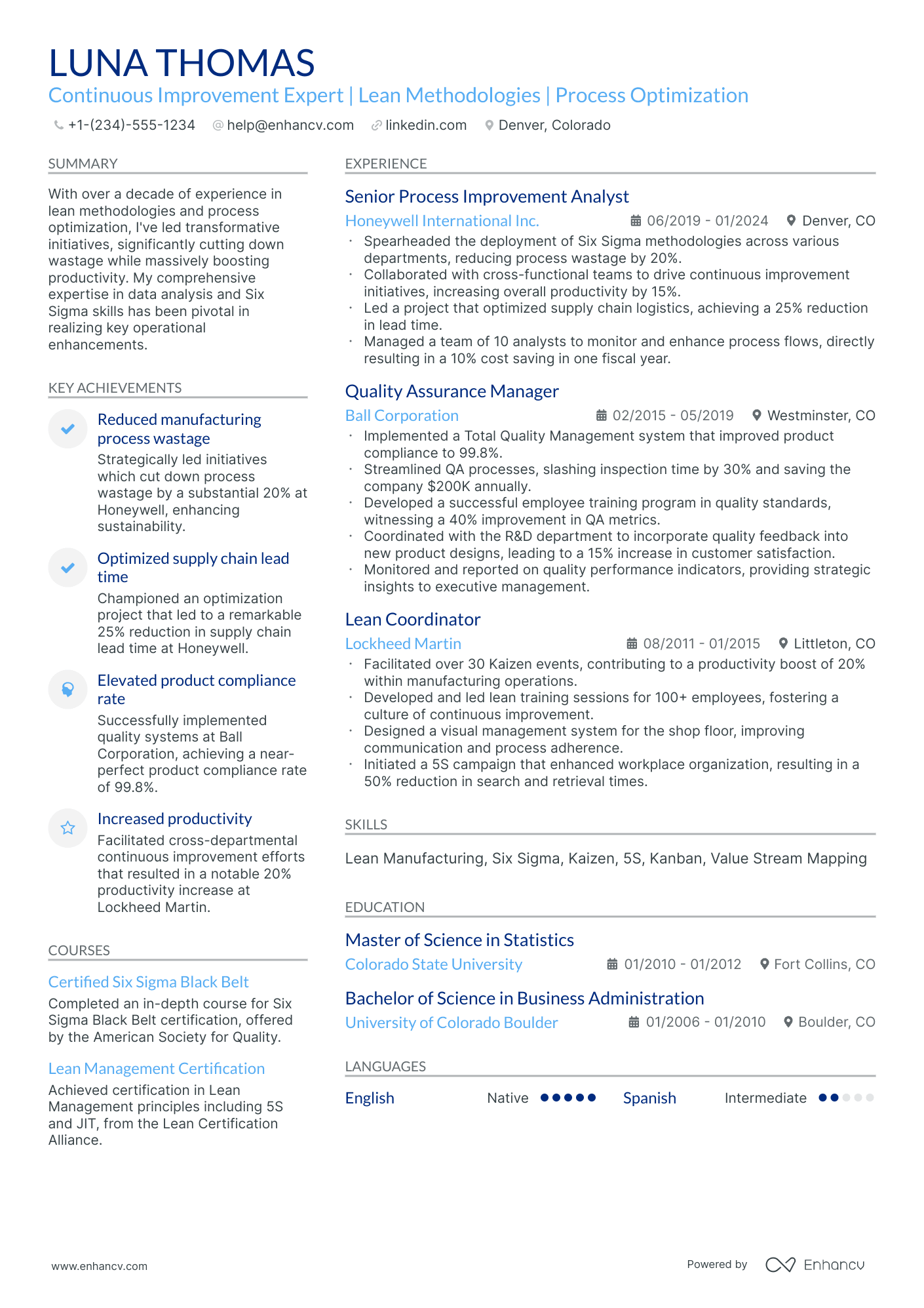 10 Continuous Improvement Manager Resume Examples & Guide for 2026