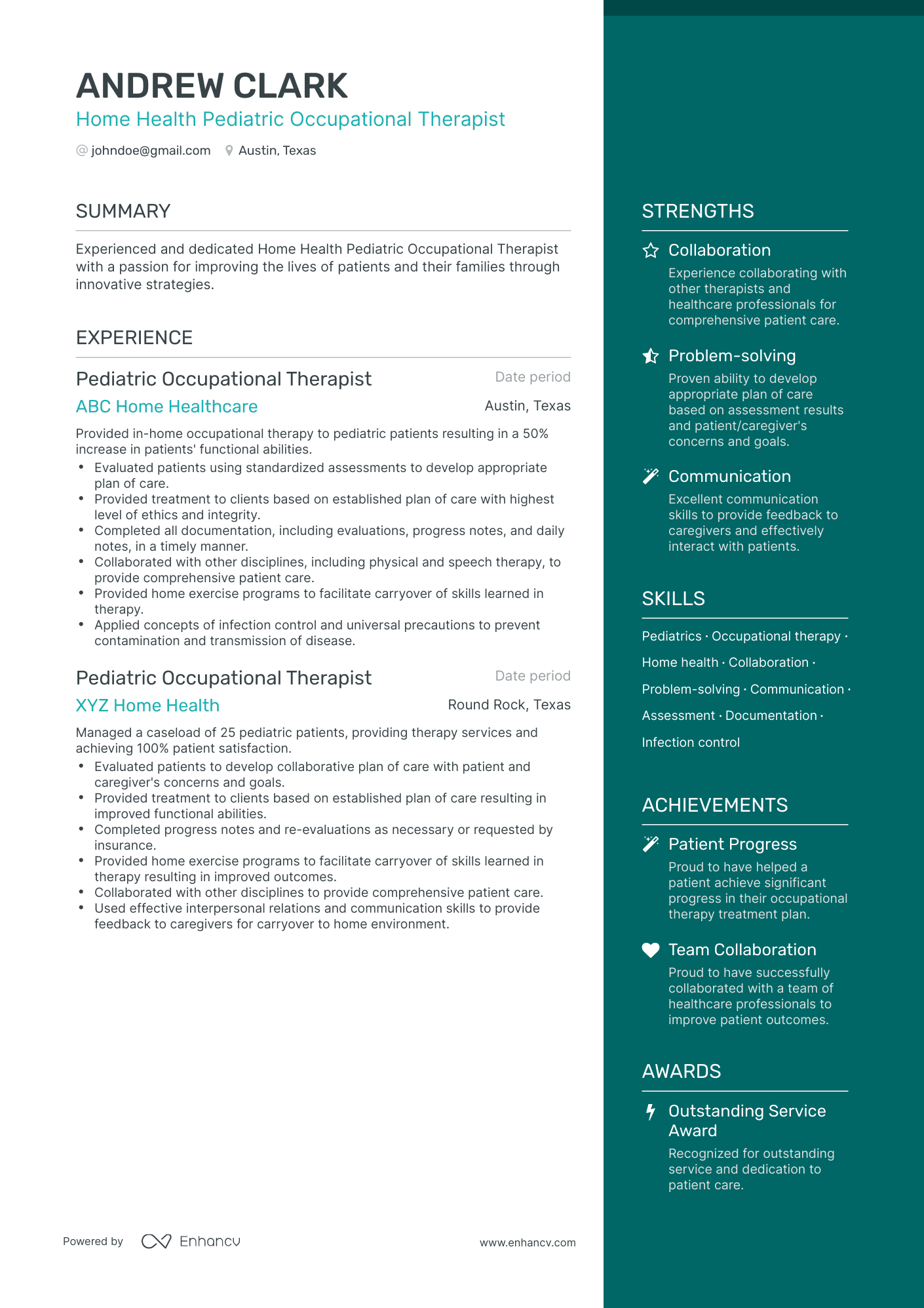 5 Occupational Therapist Resume Examples & Guide for 2024