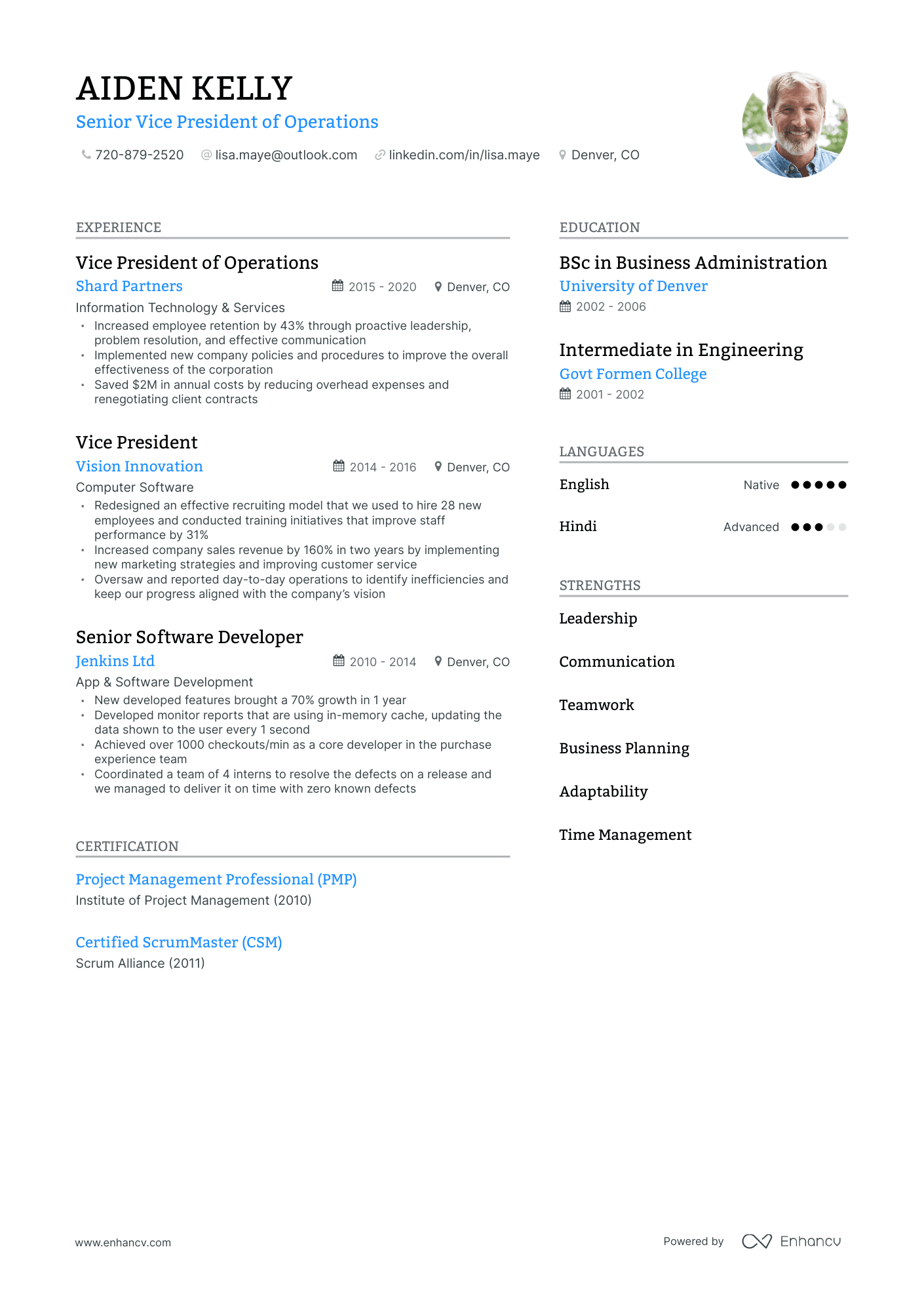 best resume format for vice president