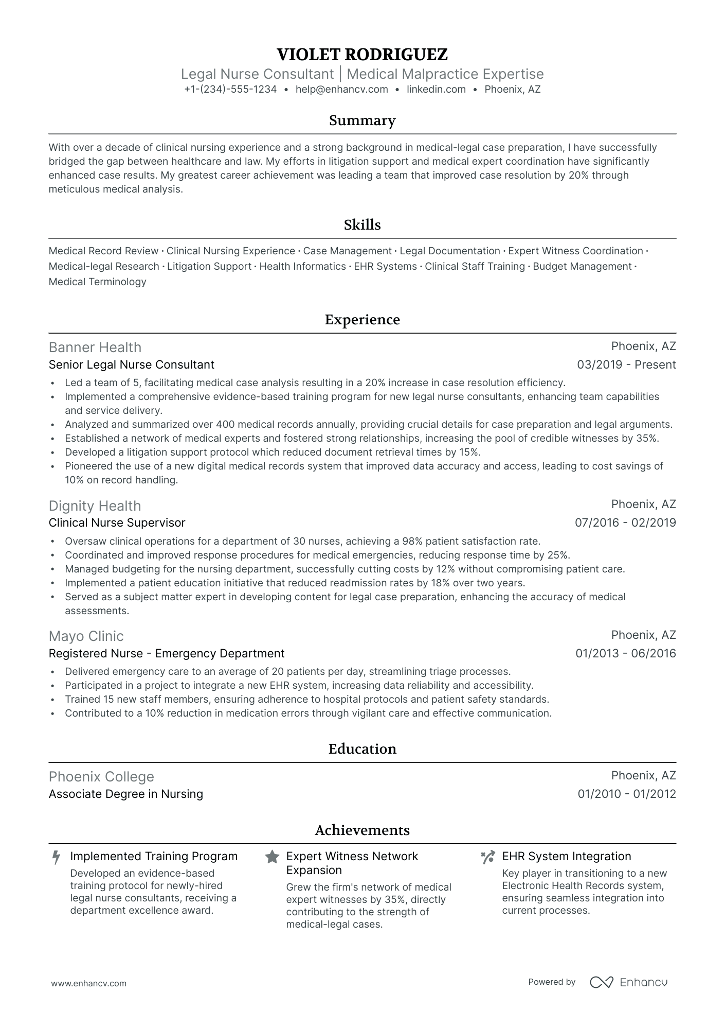 5 Legal Nurse Consultant Resume Examples & Guide for 2024