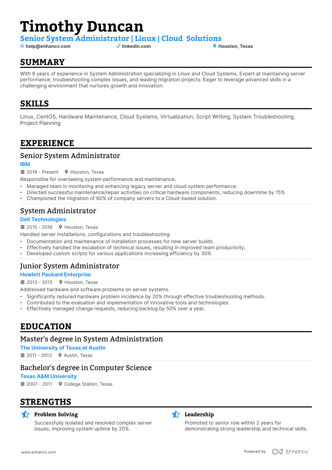 10 Linux System Administrator Resume Examples & Guide for 2025
