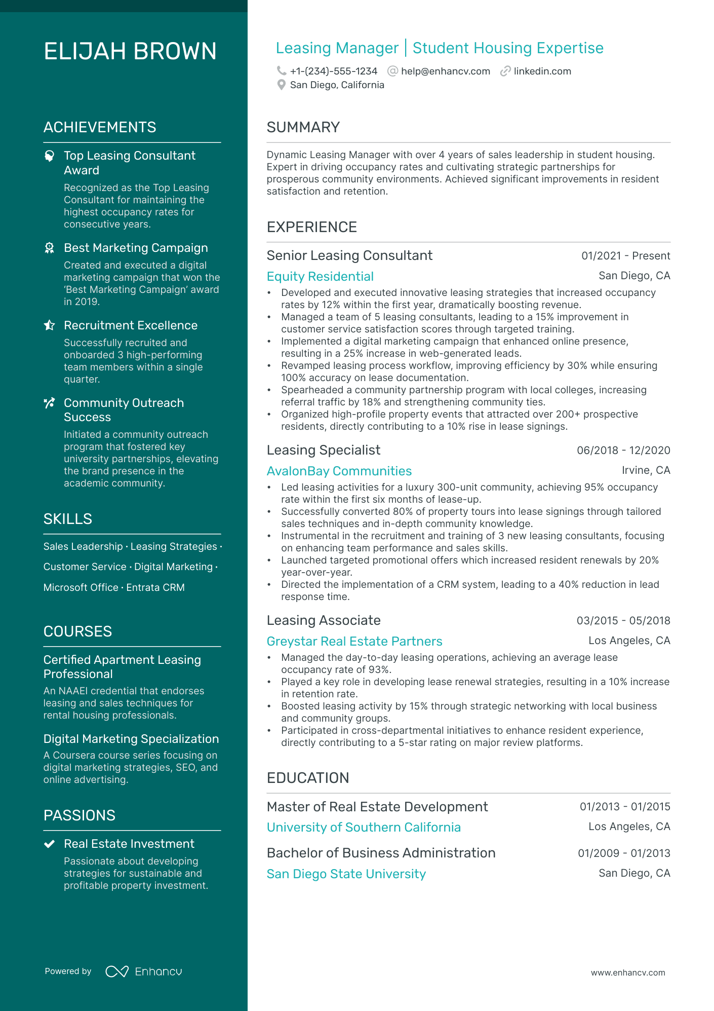 5 Leasing Manager Resume Examples & Guide for 2024