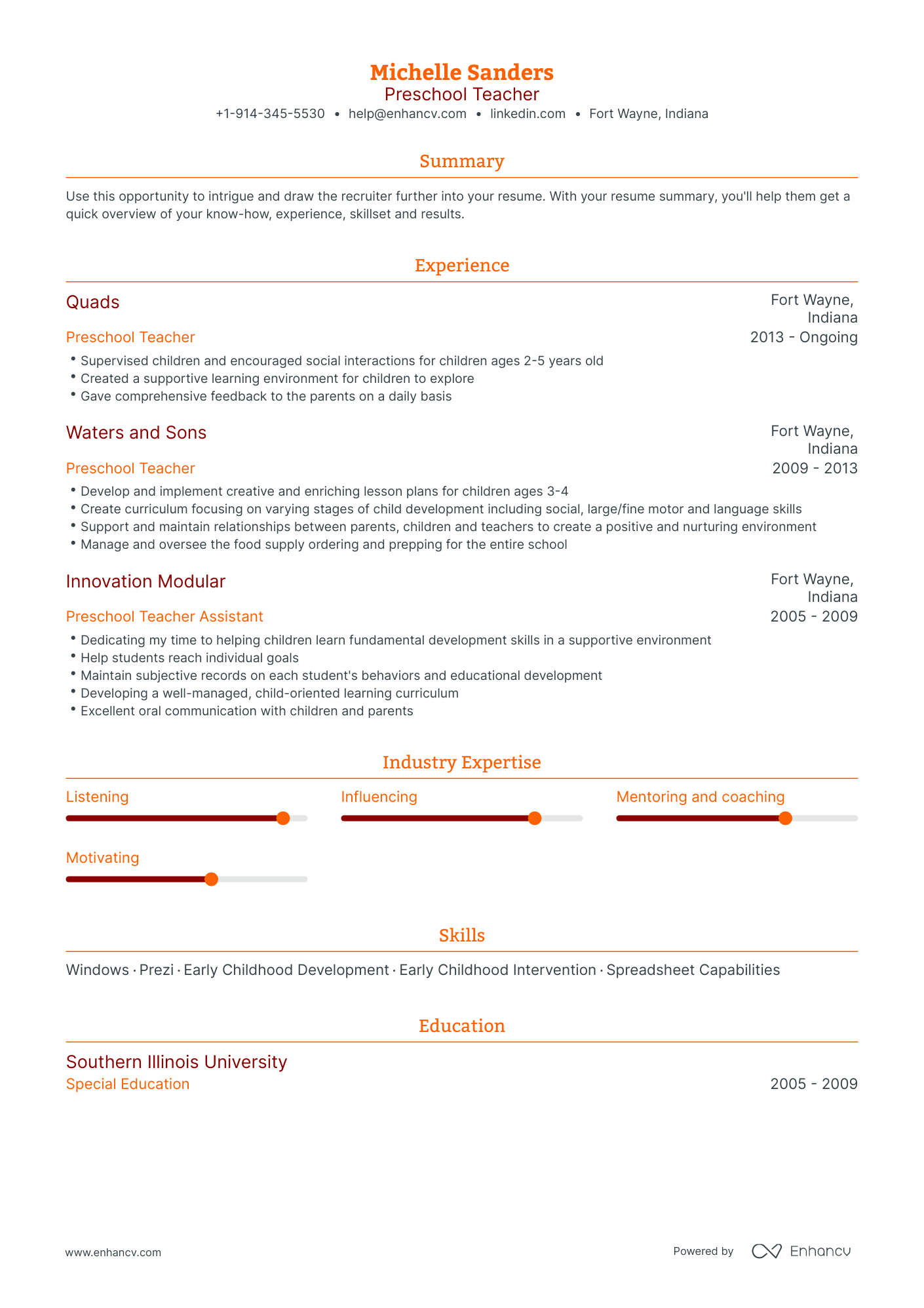 Preschool Teacher Resume Examples & Guide for 2023 (Layout, Skills ...