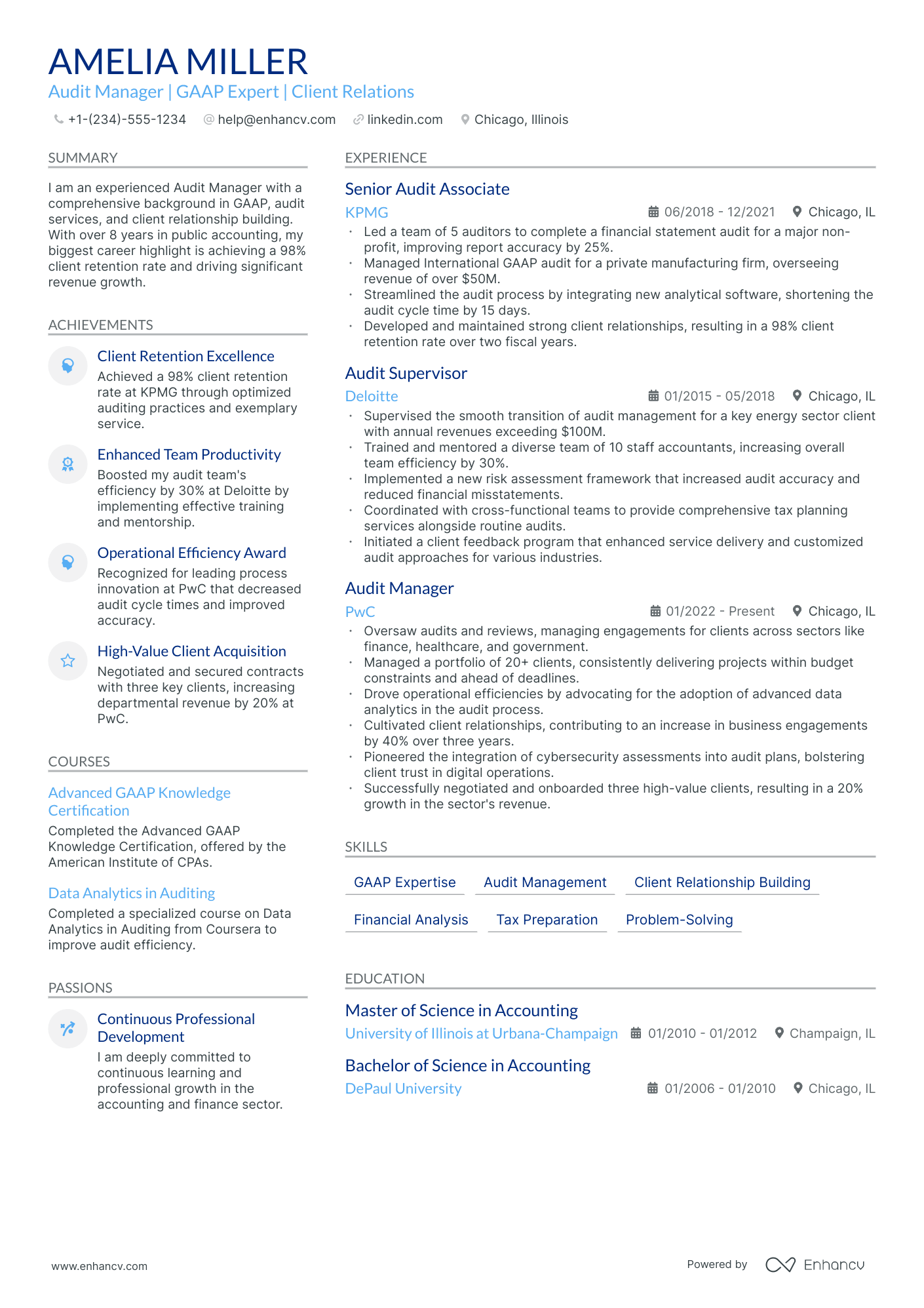 5 Audit Manager Resume Examples & Guide for 2024