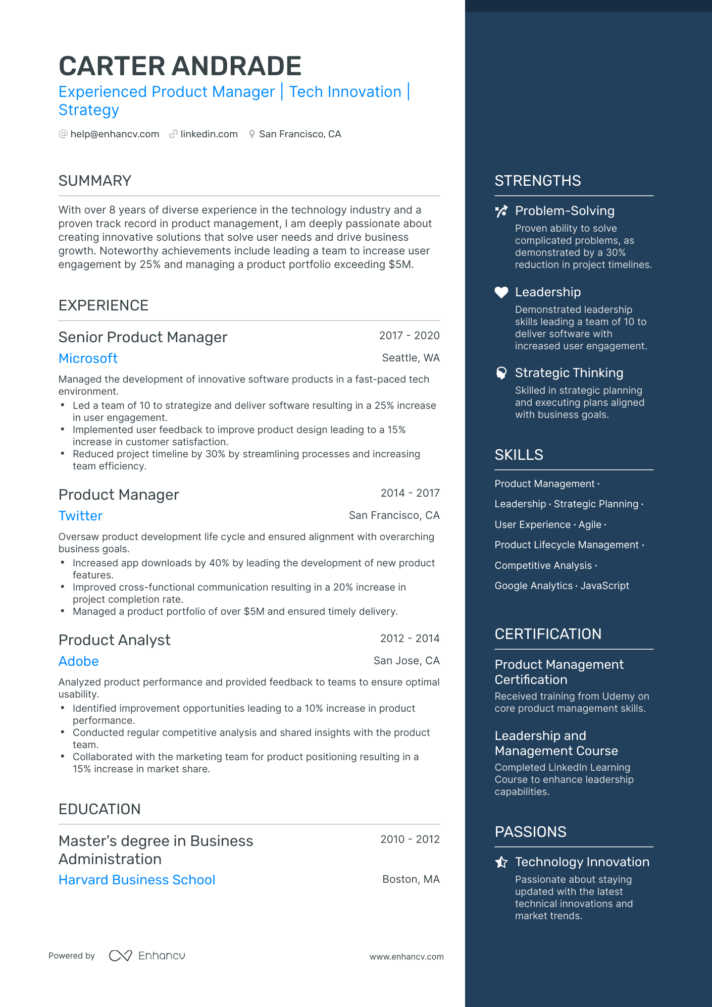 5 Google Product Manager Resume Examples & Guide for 2024