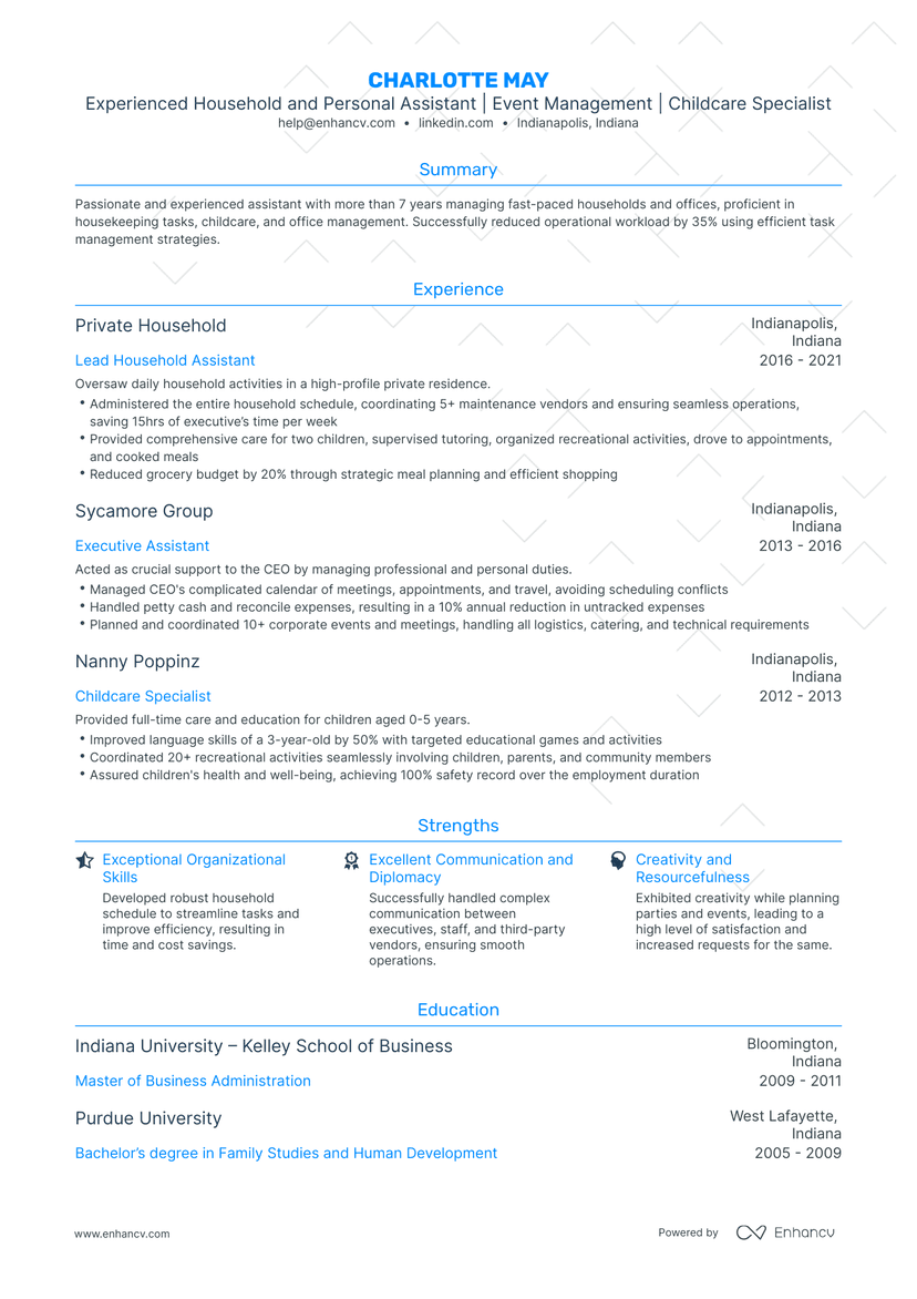 5 Household Personal Assistant Resume Examples & Guide for 2023