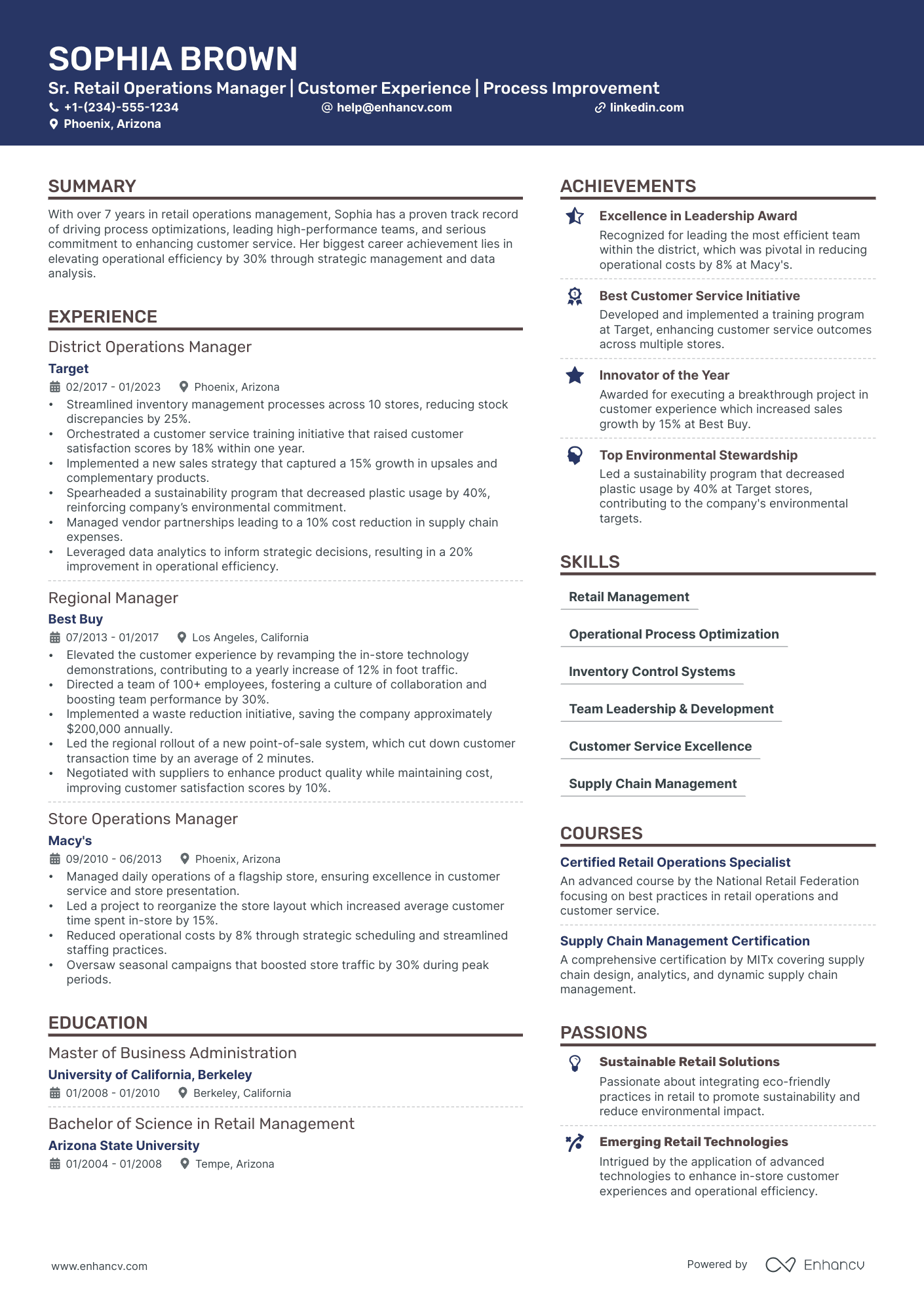 5 Retail Operations Manager Resume Examples & Guide for 2024