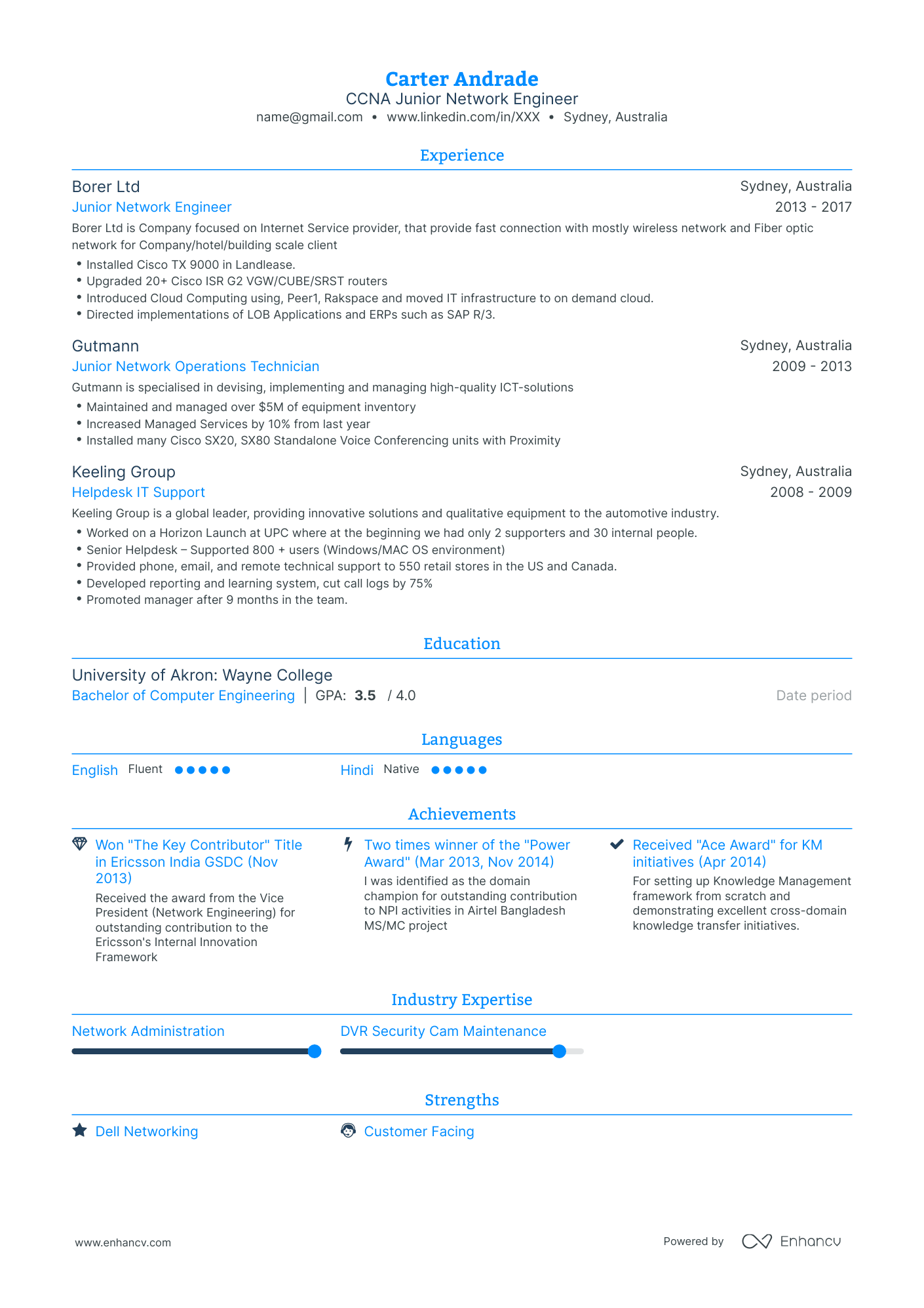 5 Entry Level Network Engineer Resume Examples & Guide for 2023