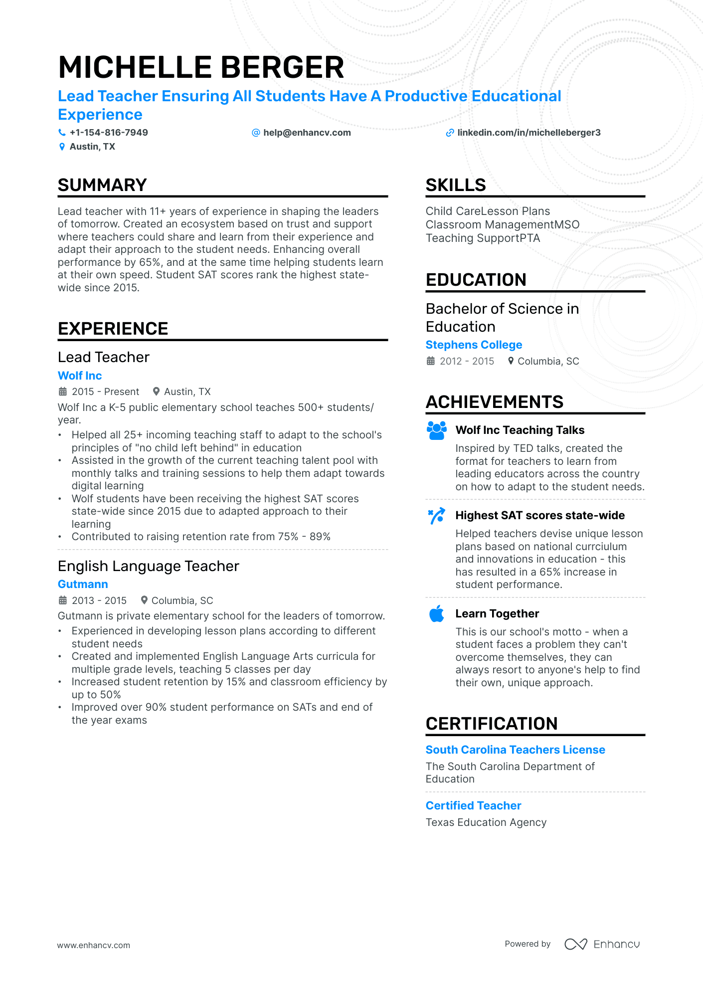 21 Teacher Resume Examples & Guide for 2024 | Resumes for Teaching Jobs