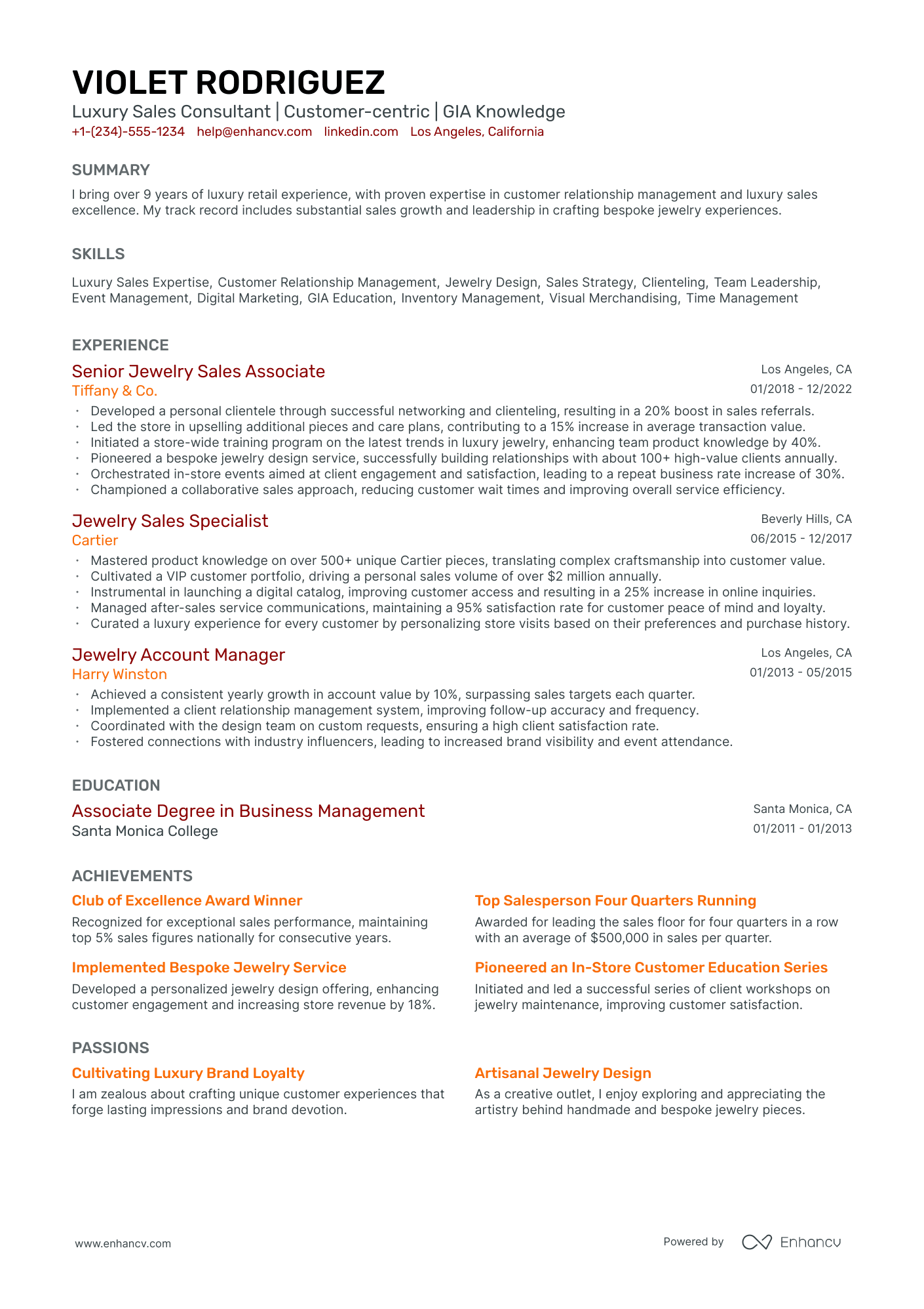 5 Jewelry Sales Resume Examples & Guide for 2024