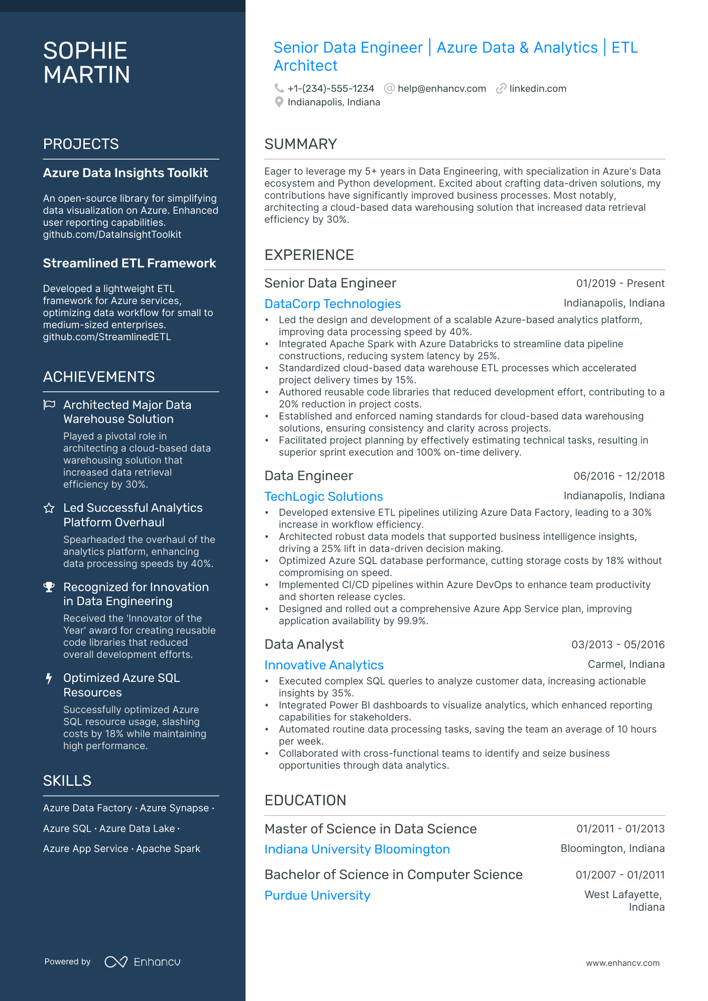 5 Azure Data Engineer Resume Examples With 10/10 Score In 2025