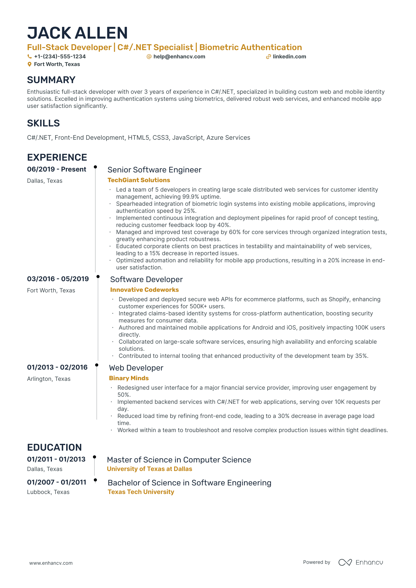 10 Senior Developer Resume Examples & Guide for 2026